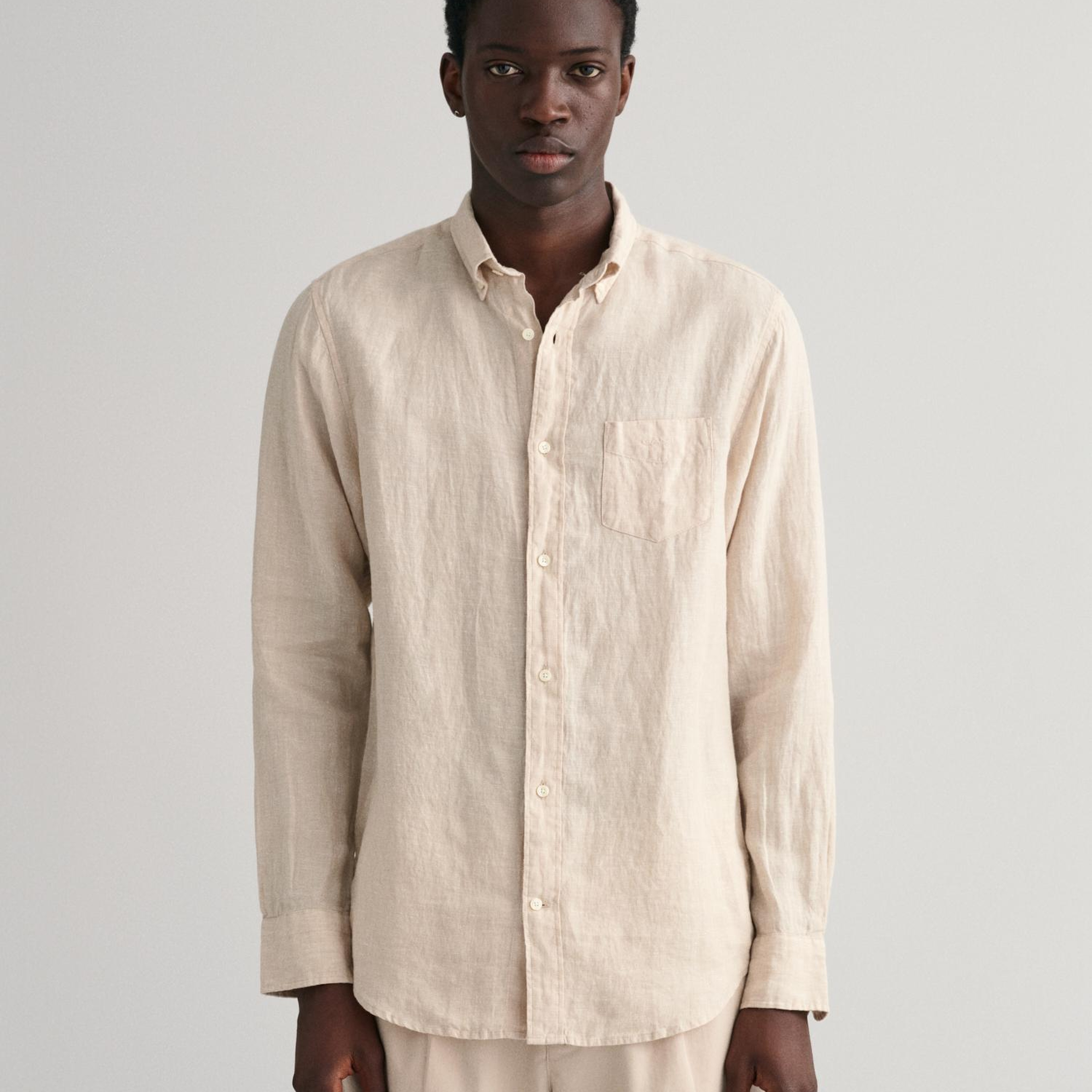 GANT Erkek Bej Regular Fit Keten Gömlek