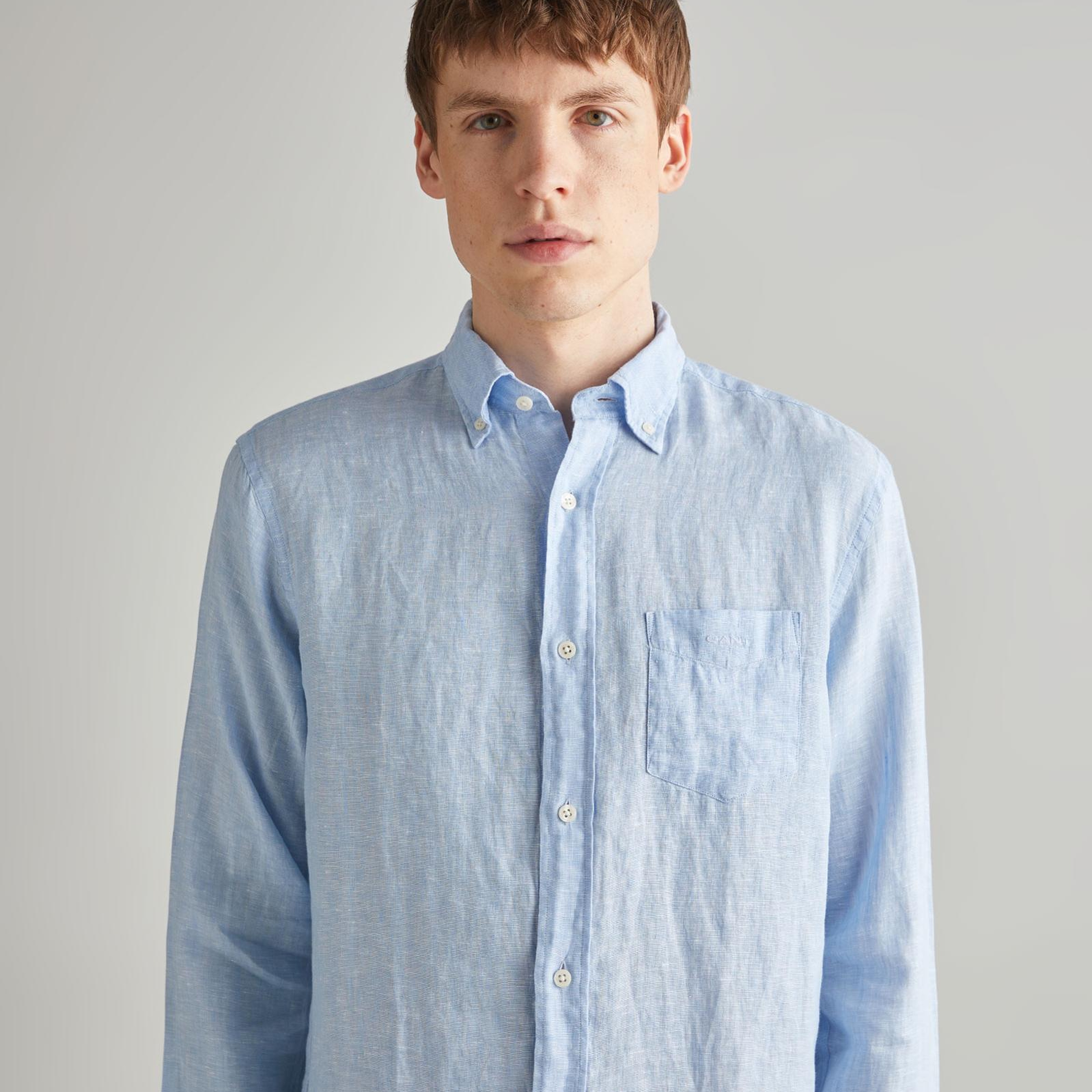 GANT Erkek Mavi Regular Fit Keten Gömlek