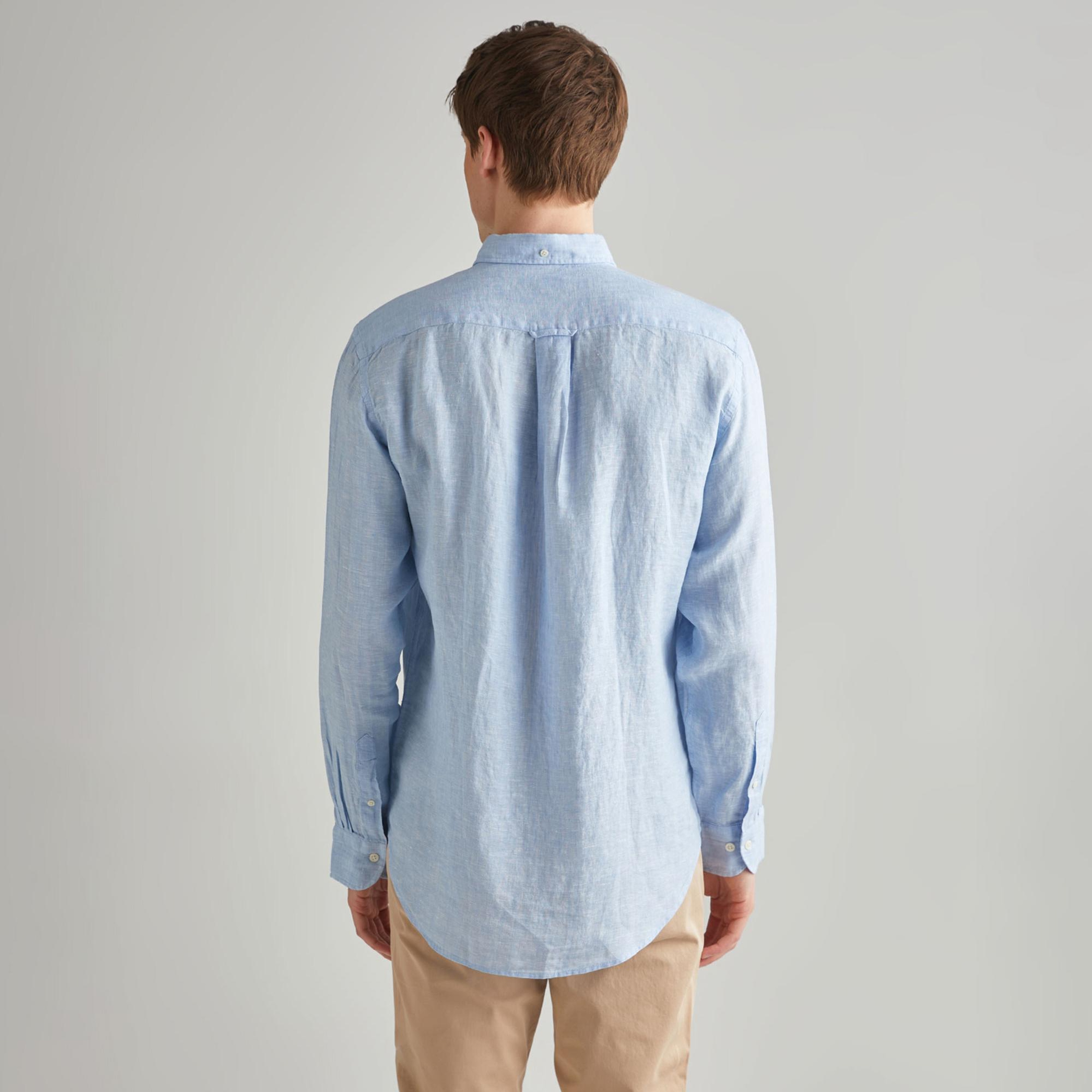 GANT Erkek Mavi Regular Fit Keten Gömlek