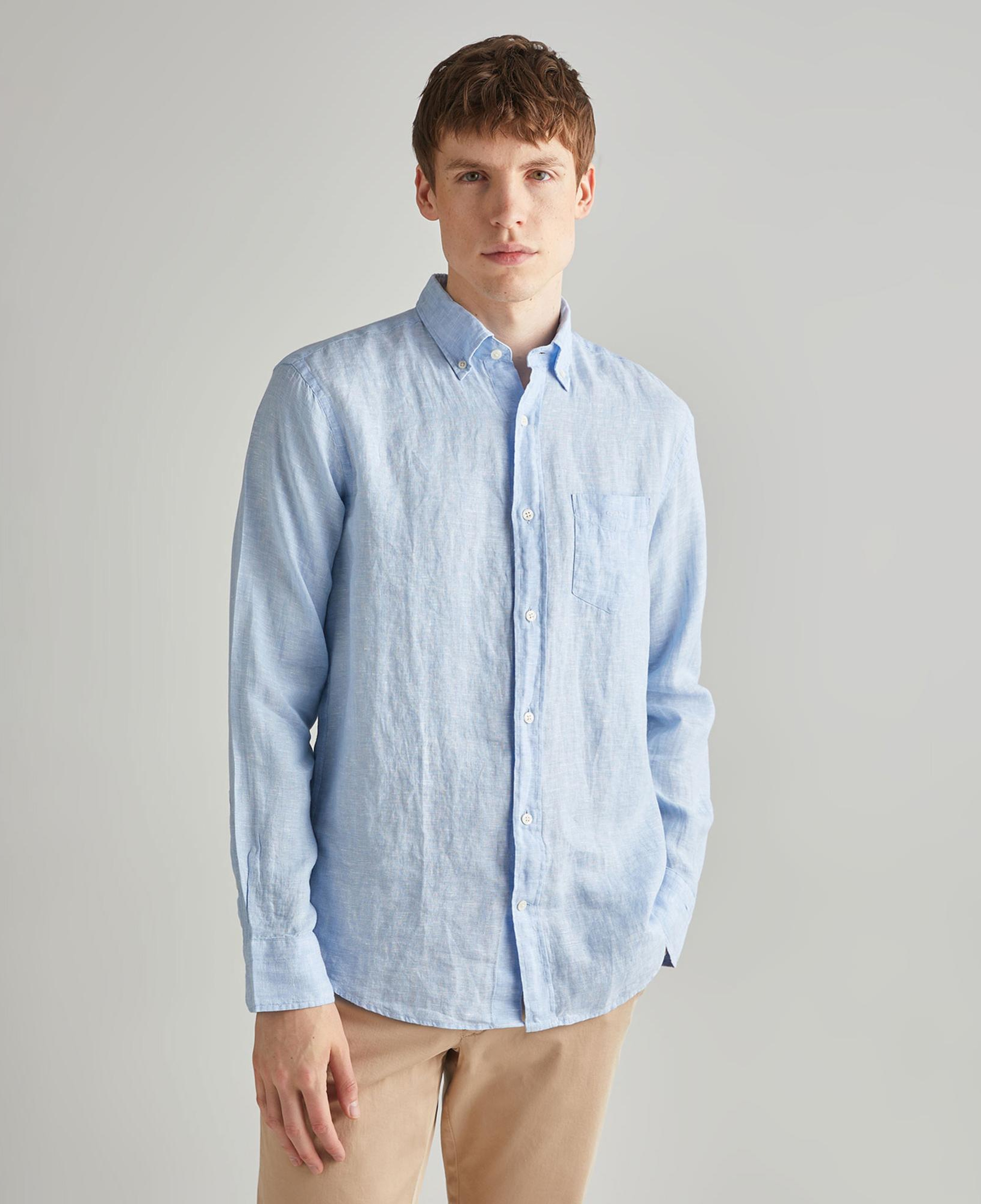 GANT Erkek Mavi Regular Fit Keten Gömlek