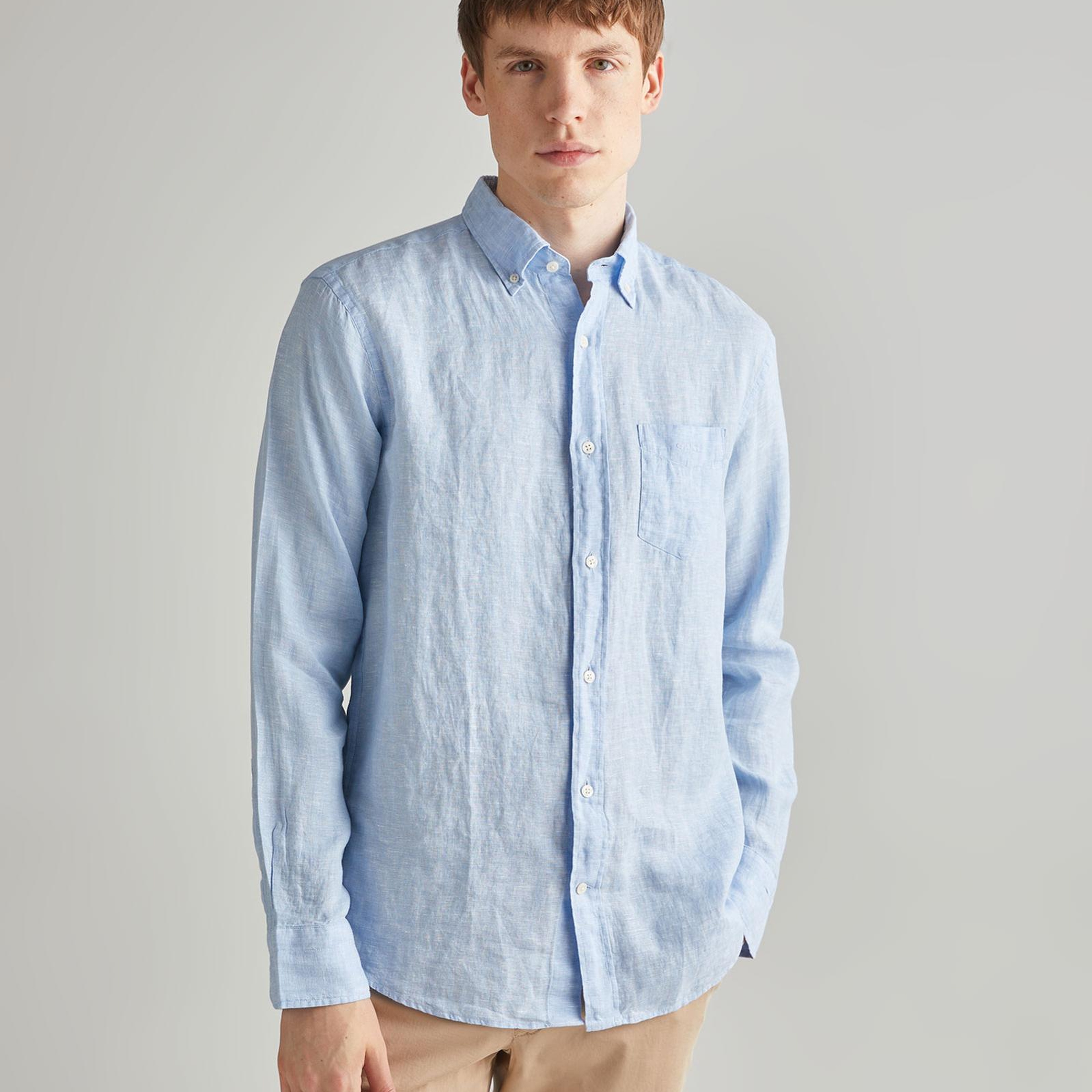 GANT Erkek Mavi Regular Fit Keten Gömlek