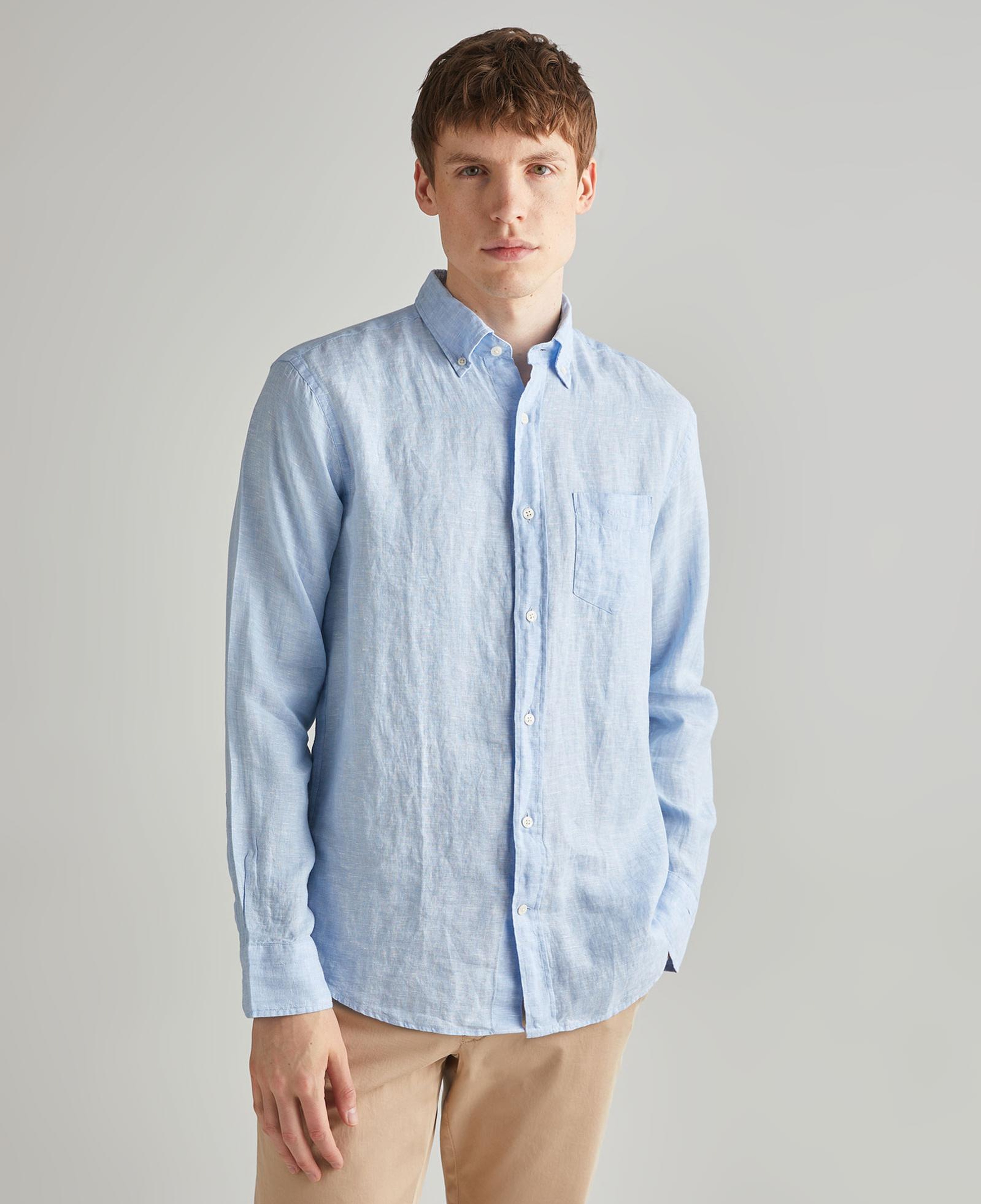 GANT Erkek Mavi Regular Fit Keten Gömlek