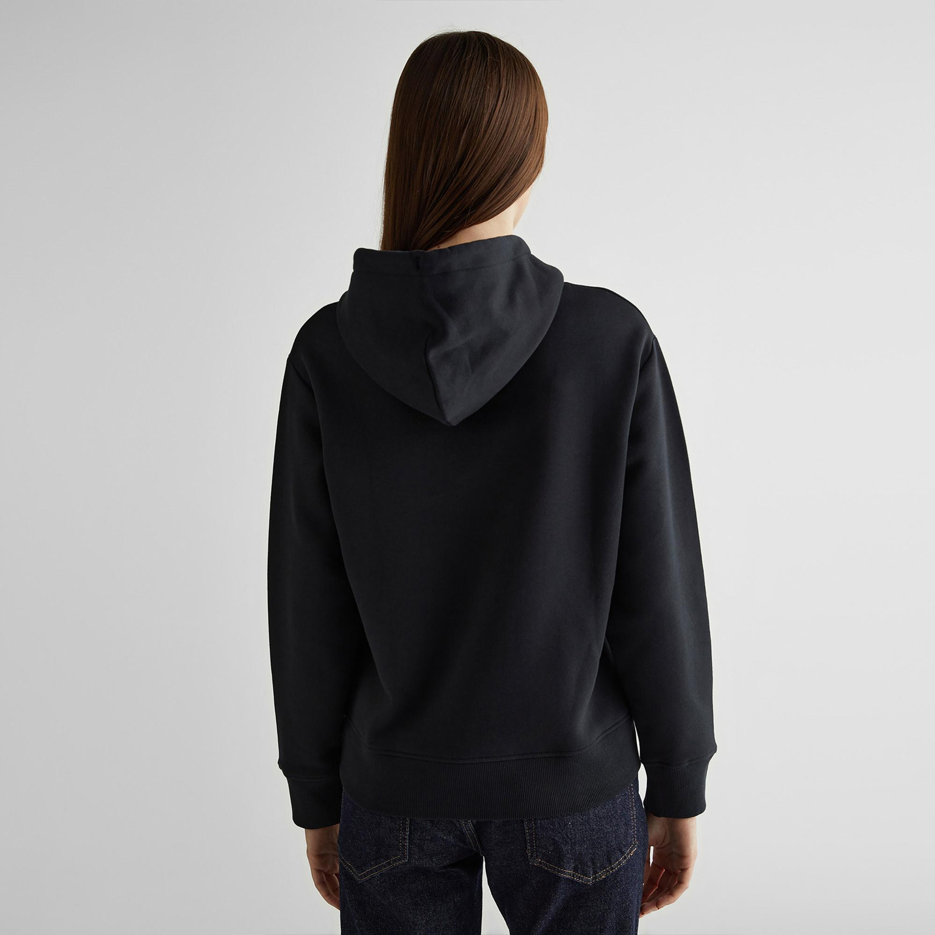 GANT Kadın Siyah Relaxed Fit Kapüşonlu Logolu Sweatshirt