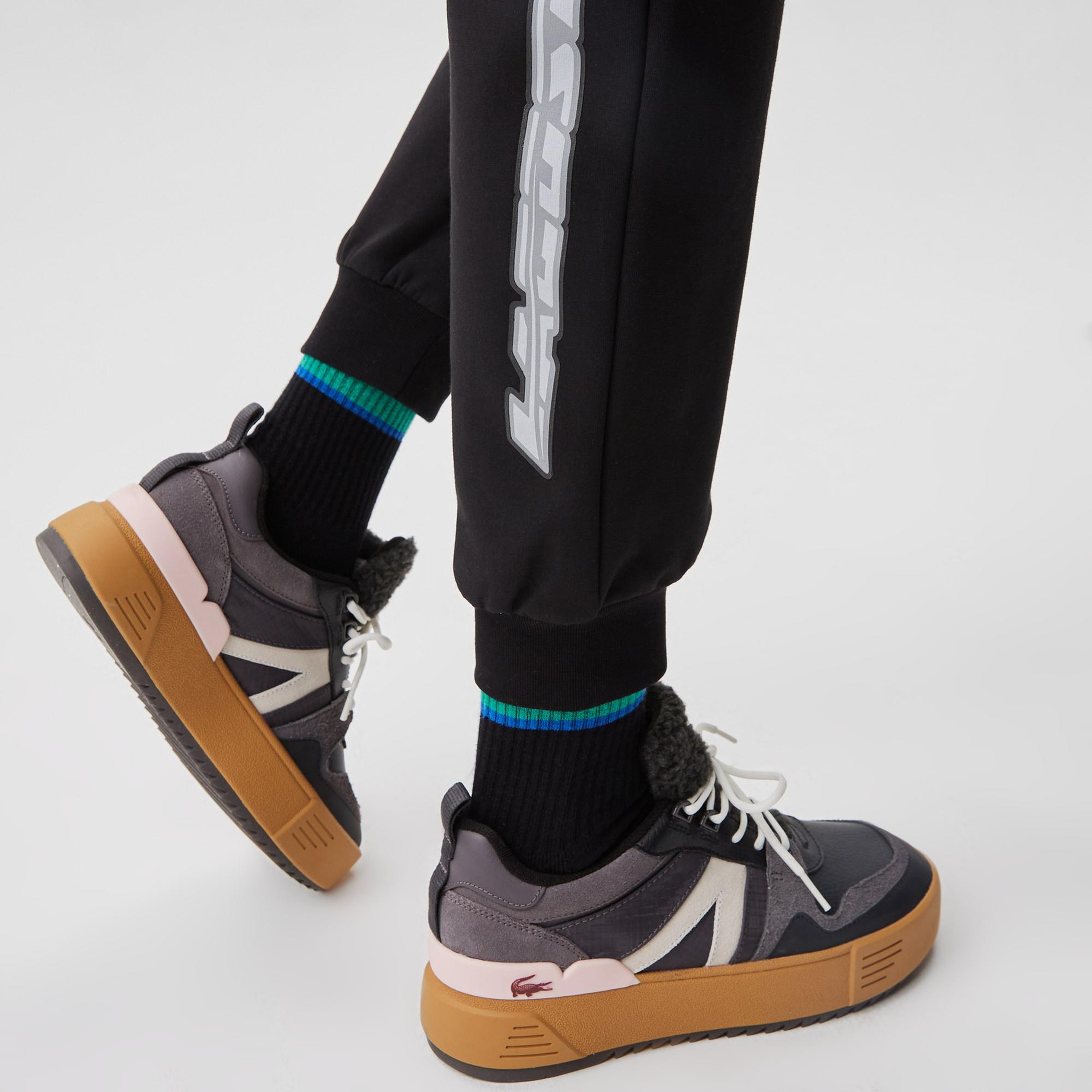 Kadın Slim Fit Baskılı Siyah Eşofman Altı