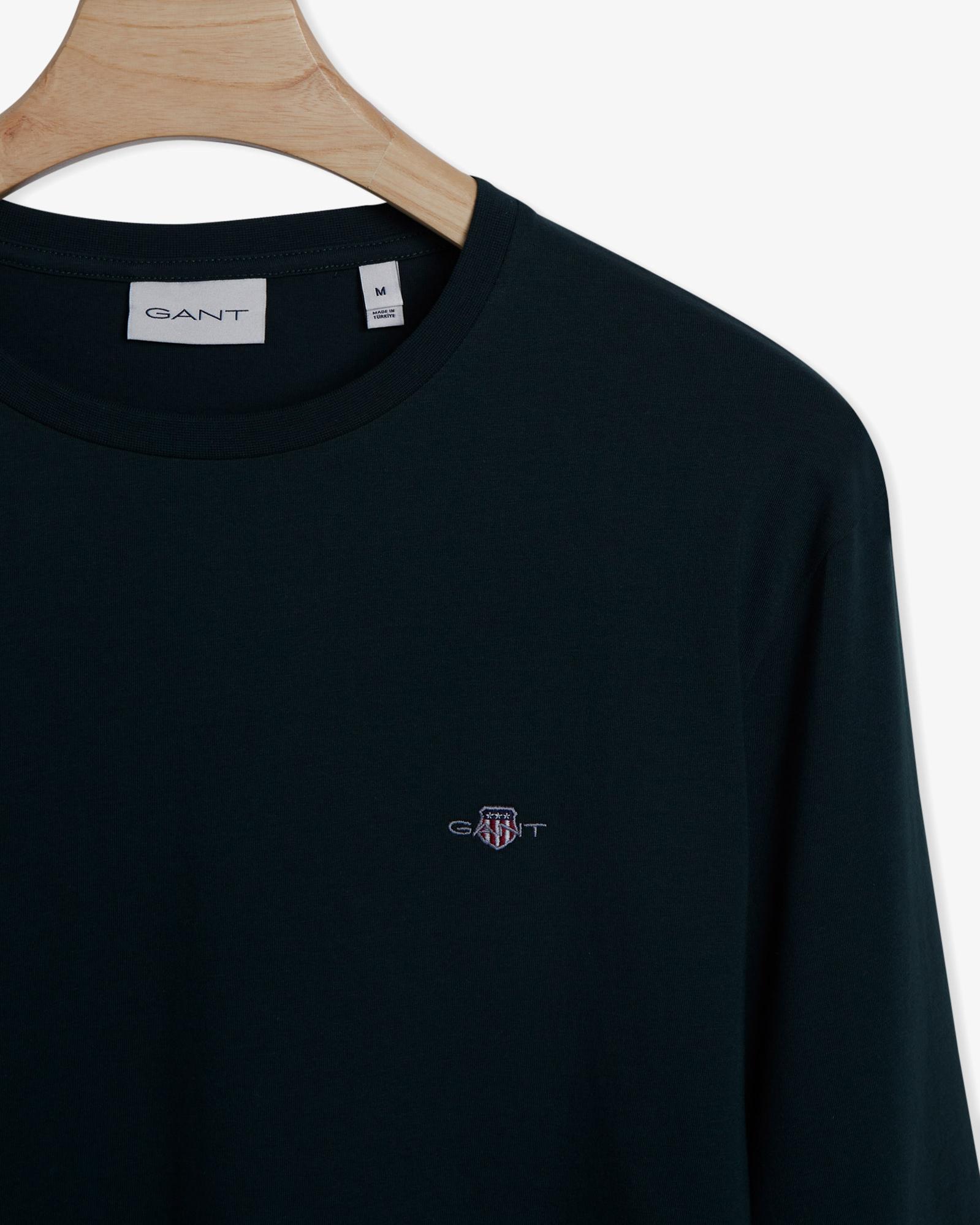 Gant Erkek Yeşil Regular Fit Bisiklet Yaka Uzun Kollu T-Shirt