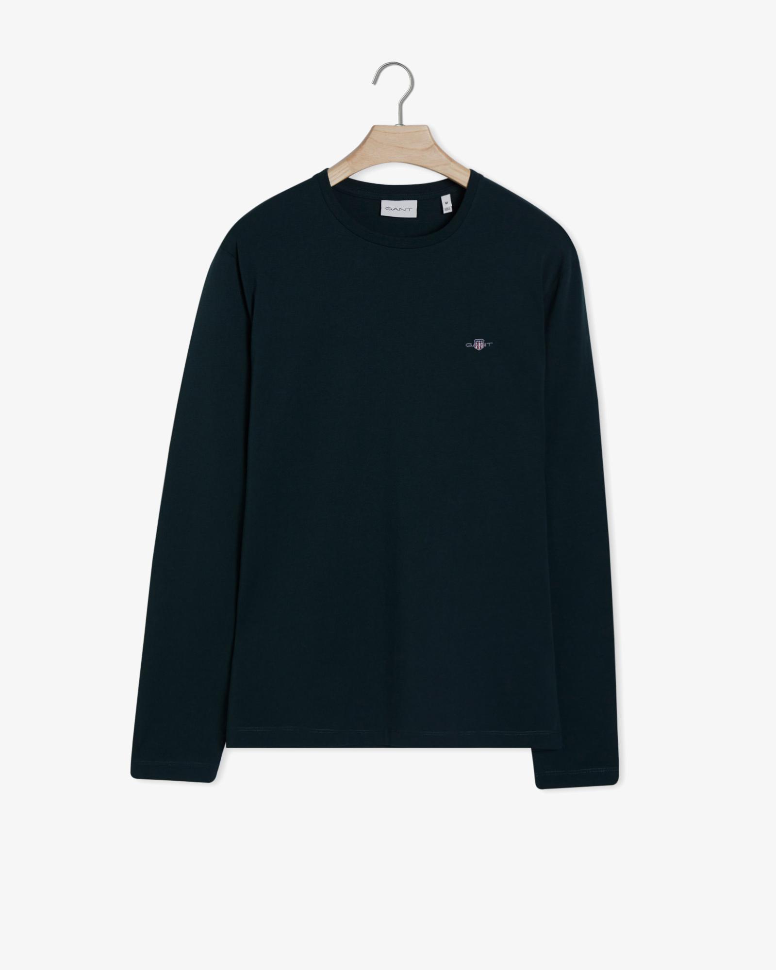 Gant Erkek Yeşil Regular Fit Bisiklet Yaka Uzun Kollu T-Shirt