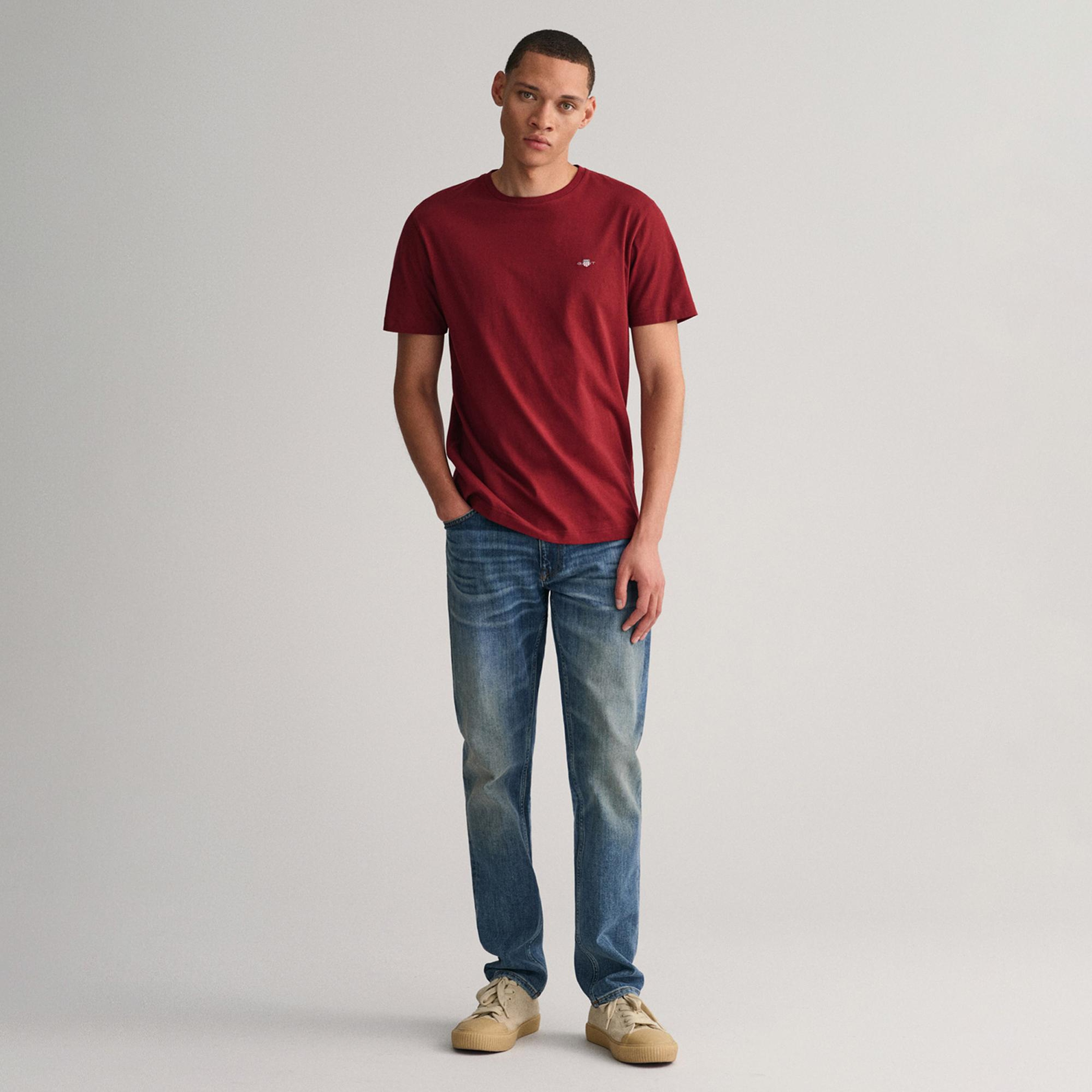 GANT Erkek Bordo Regular Fit Bisiklet Yaka T-Shirt