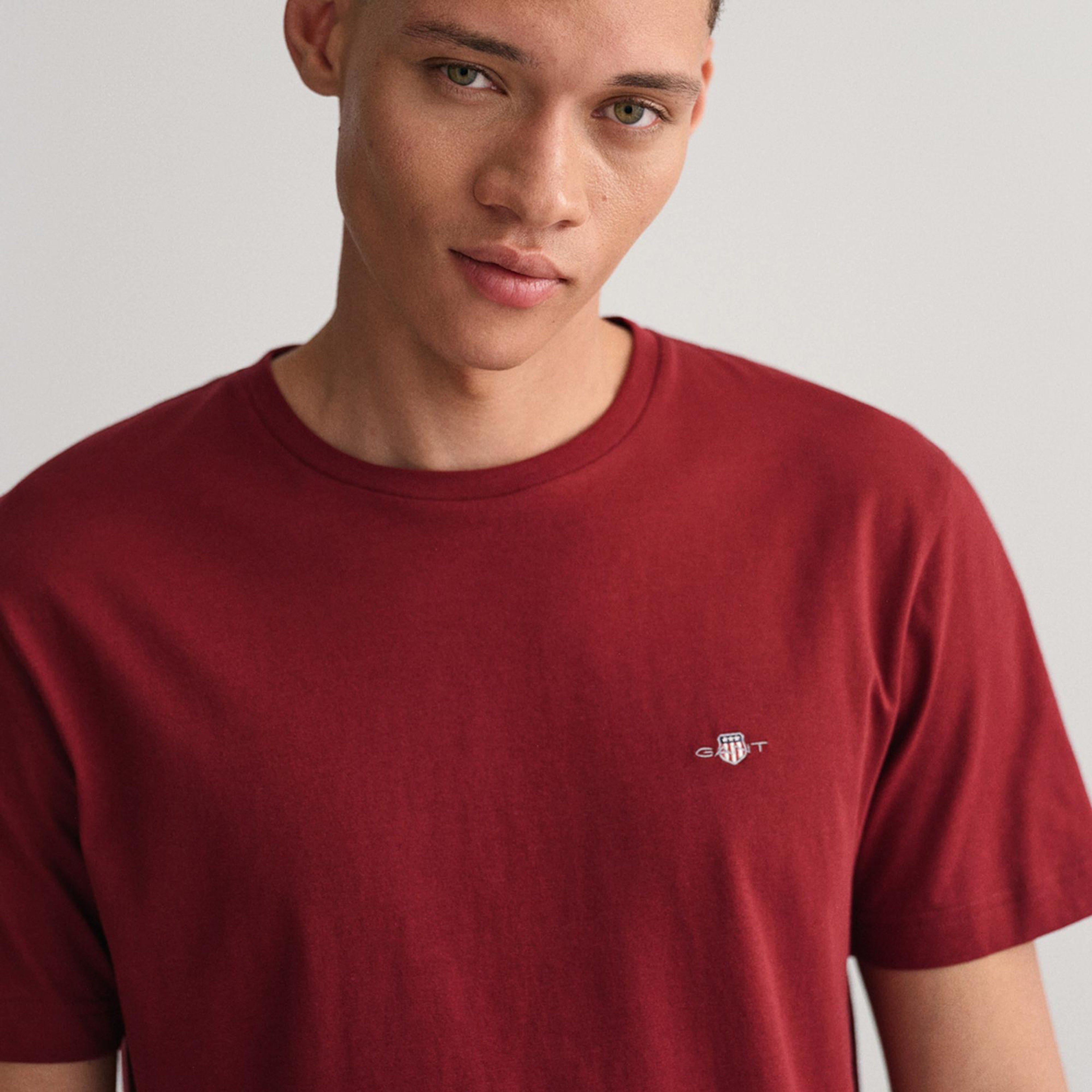 GANT Erkek Bordo Regular Fit Bisiklet Yaka T-Shirt
