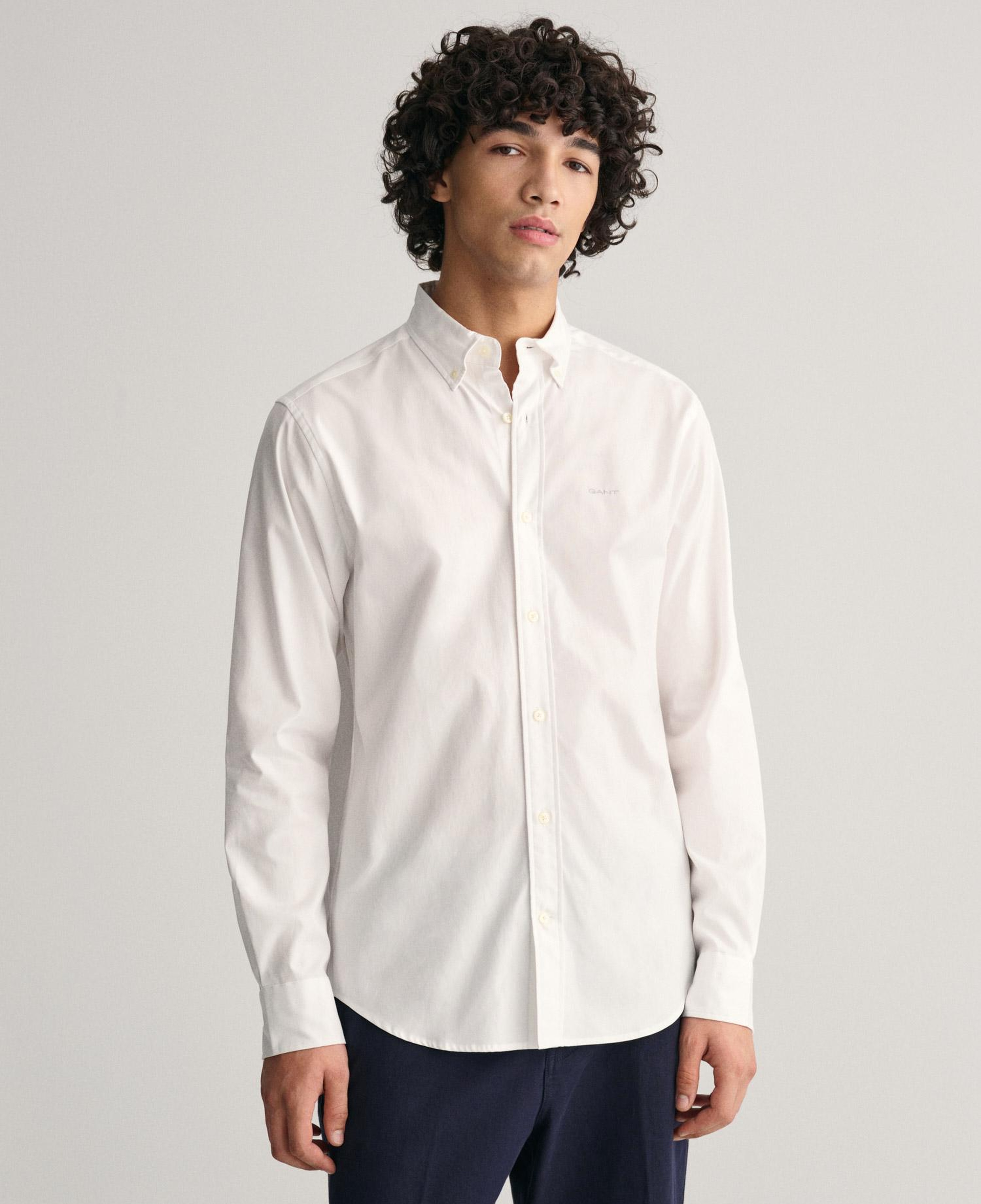 GANT Erkek Beyaz Regular Fit Düğmeli Yaka Oxford Gömlek