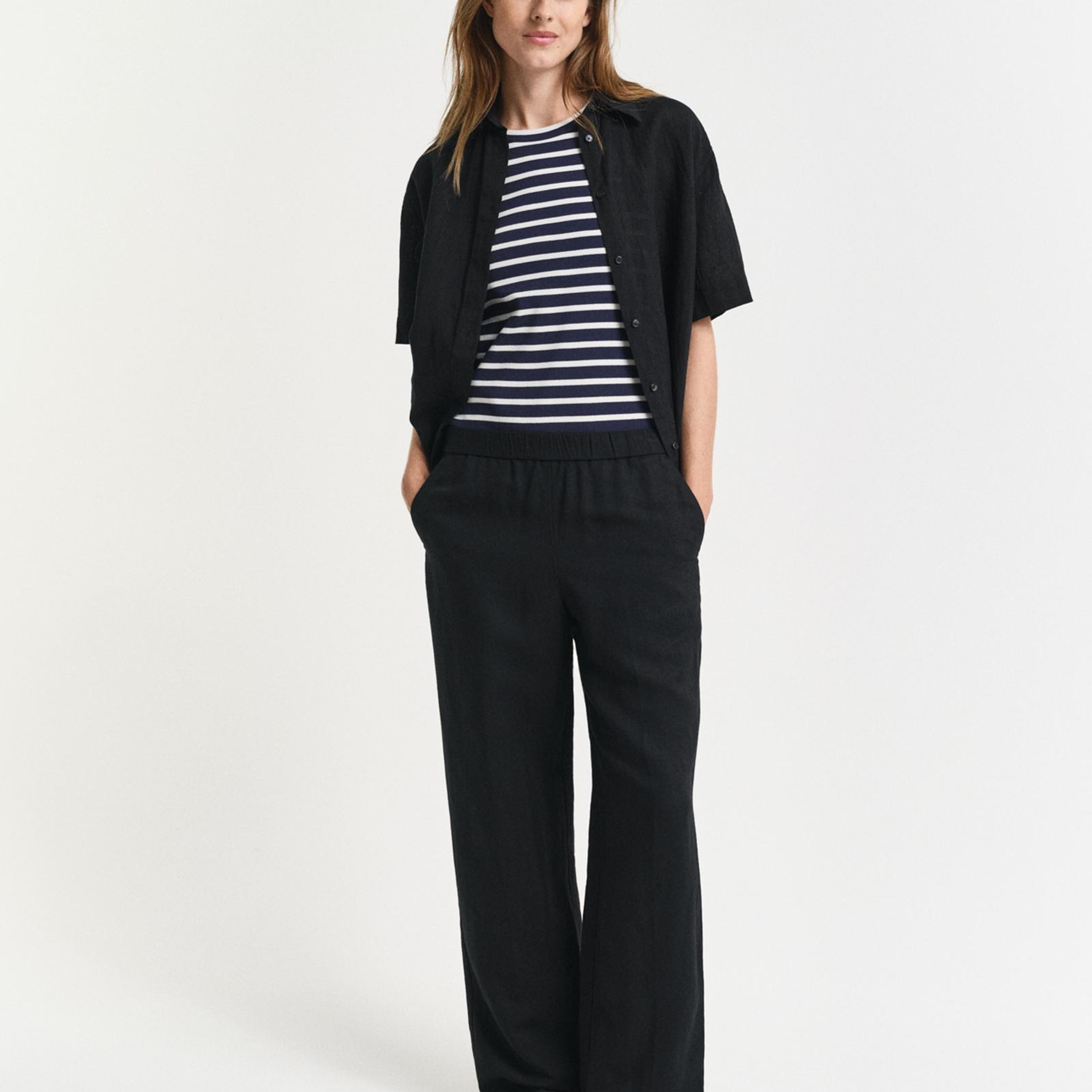 GANT Kadın Siyah Relaxed Fit Pantolon