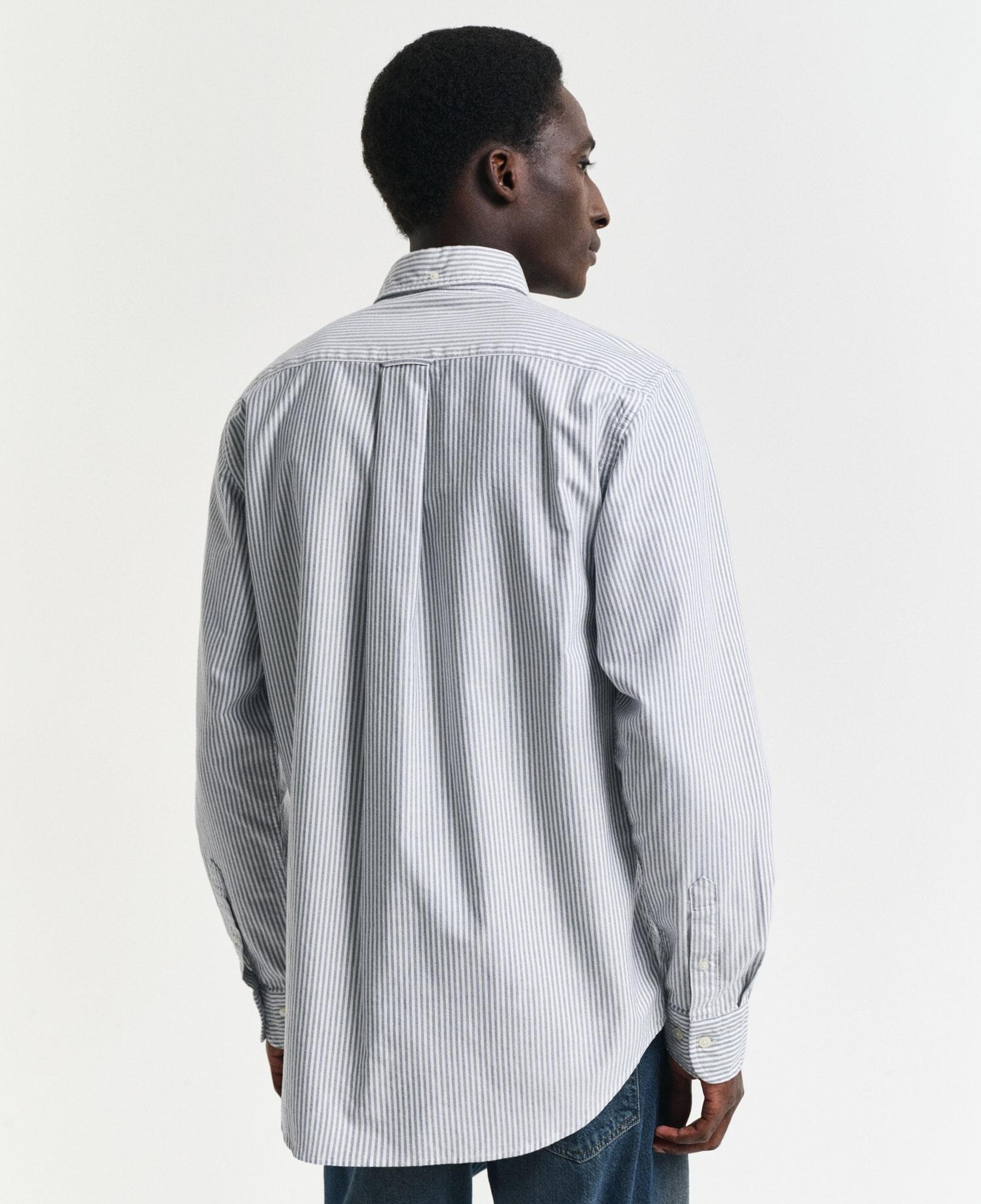 GANT Erkek Mavi Regular Fit Düğmeli Yaka Çizgili Oxford Gömlek