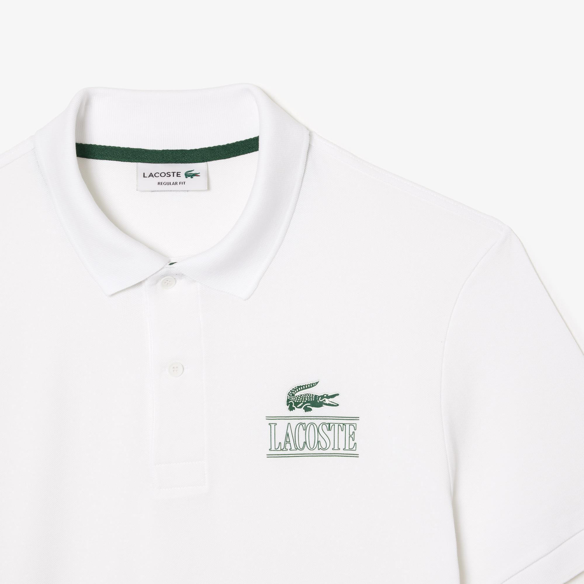 Signature Unisex Regular Fit Baskılı Beyaz Polo