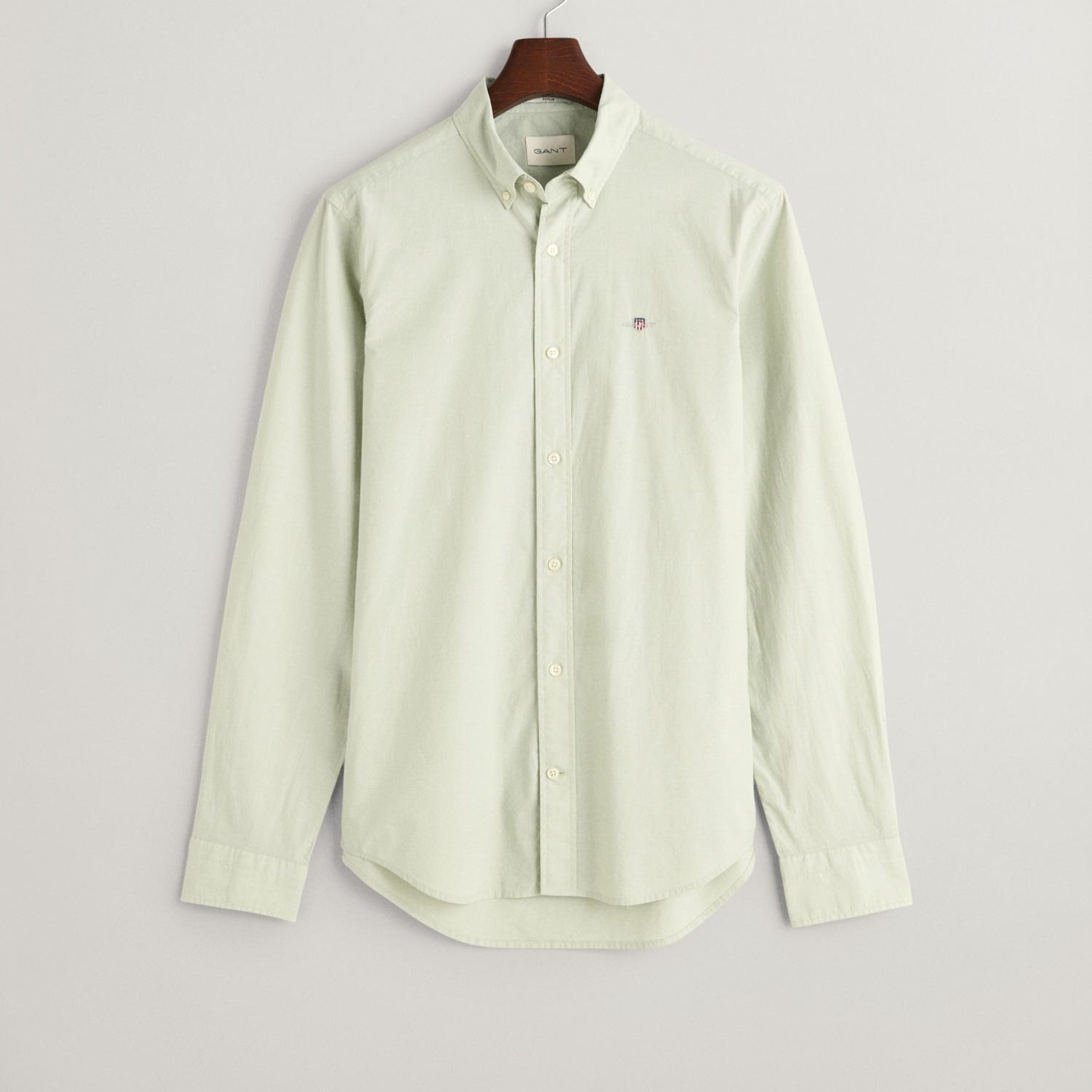 GANT Erkek Yeşil Slim Fit Düğmeli Yaka Broadcloth Gömlek