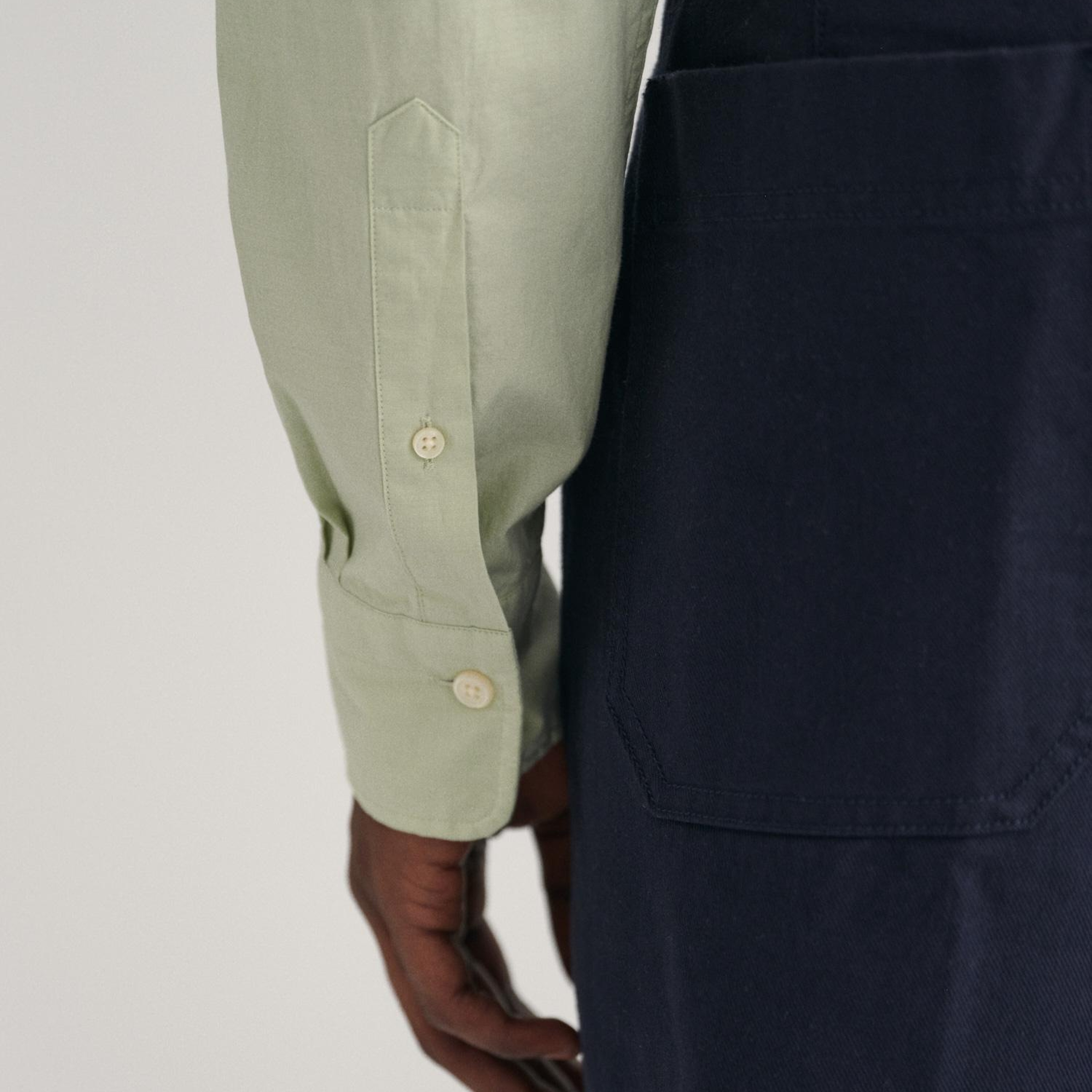 GANT Erkek Yeşil Slim Fit Düğmeli Yaka Broadcloth Gömlek