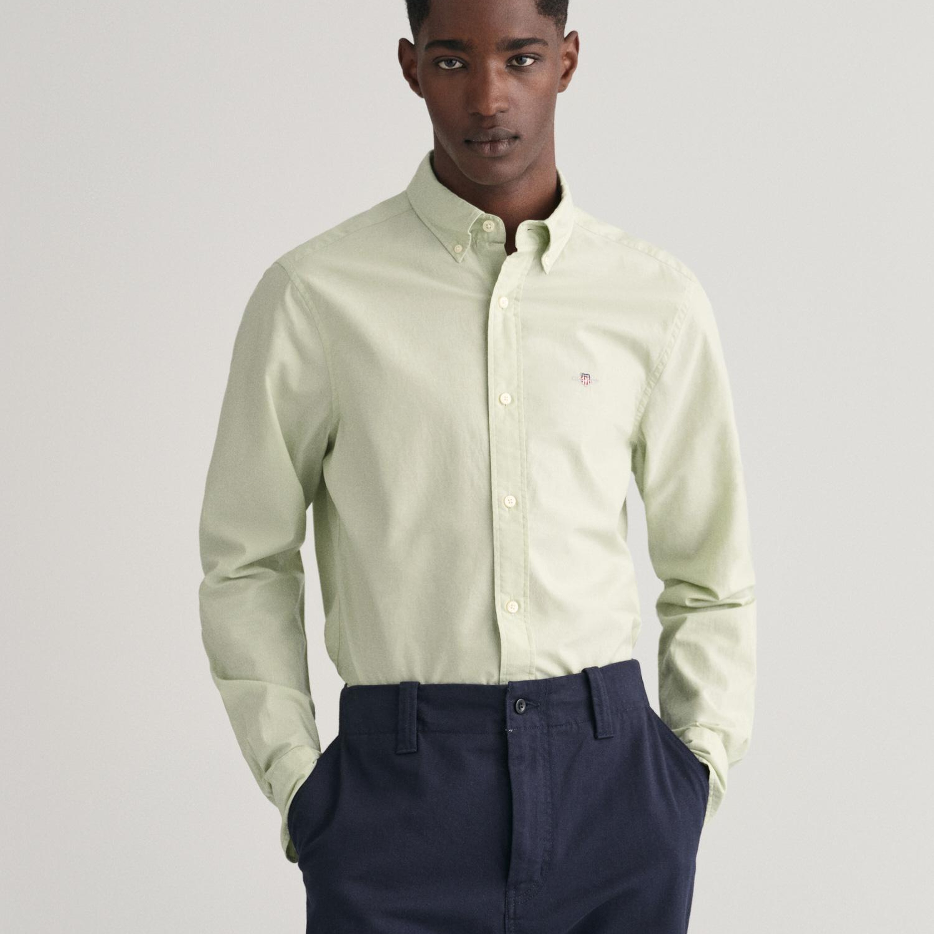 GANT Erkek Yeşil Slim Fit Düğmeli Yaka Broadcloth Gömlek