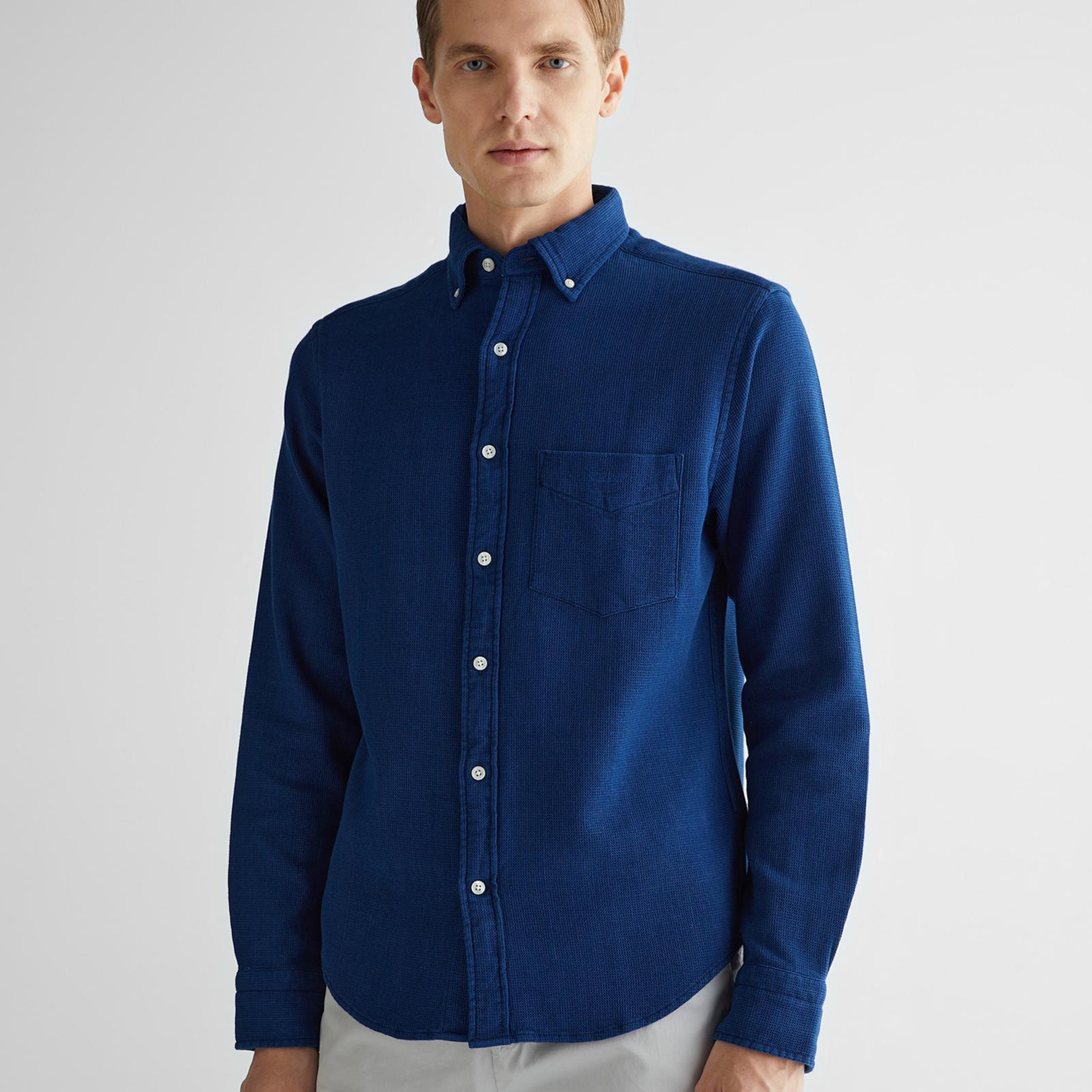 GANT Erkek Lacivert Regular Fit Düğmeli Yaka Gömlek