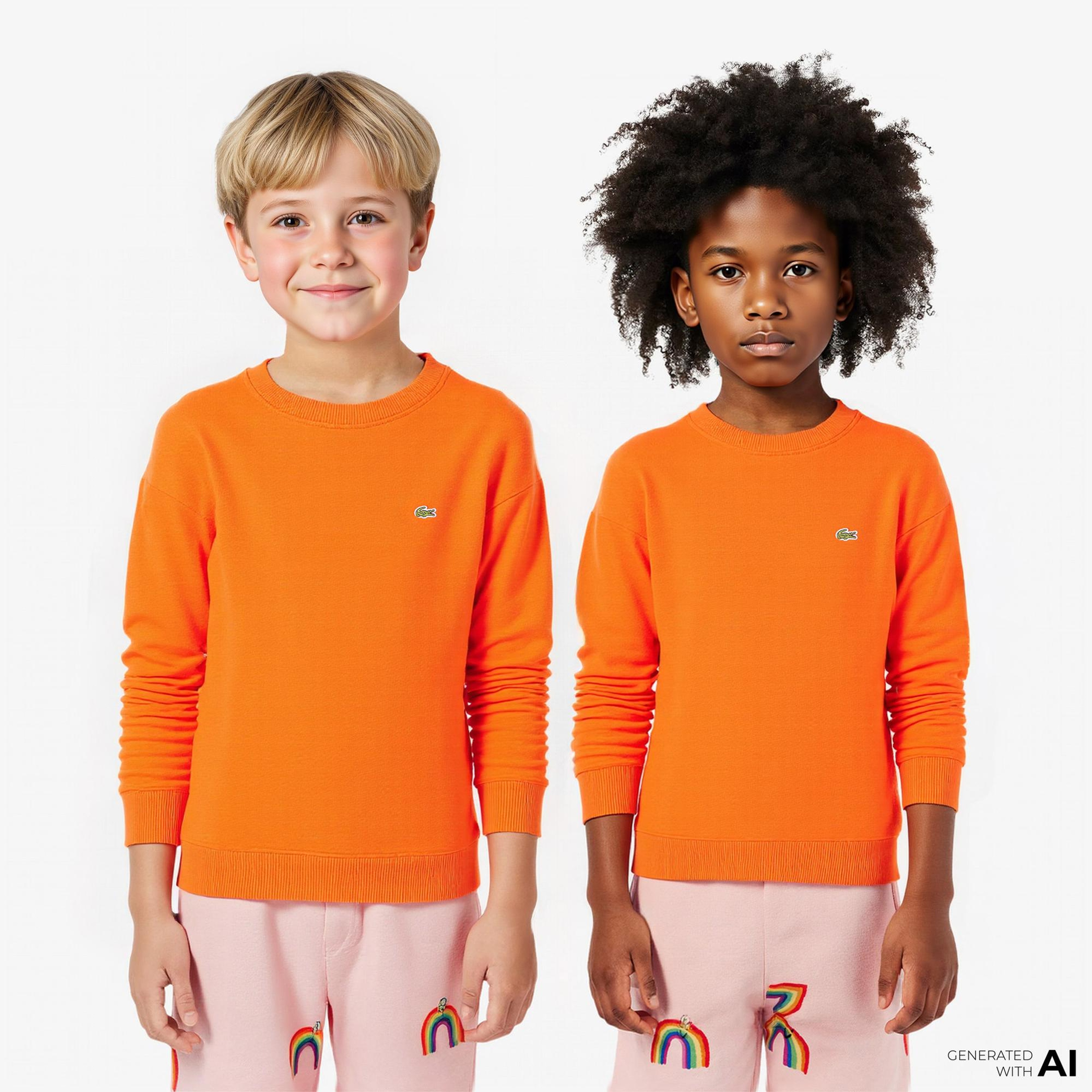 Lacoste Çocuk Bisiklet Yaka Turuncu Sweatshirt
