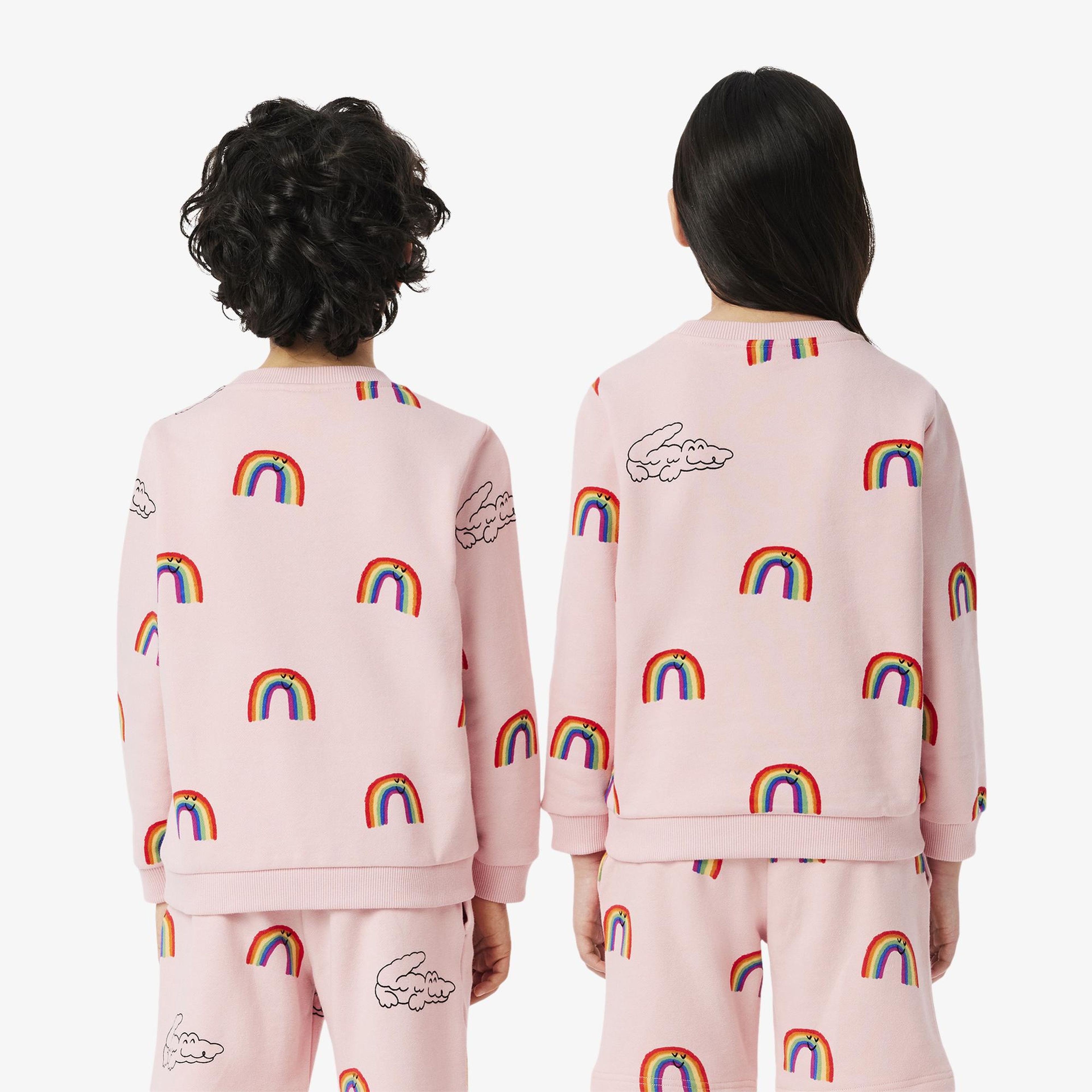 Lacoste Çocuk Bisiklet Yaka Desenli Pembe Sweatshirt