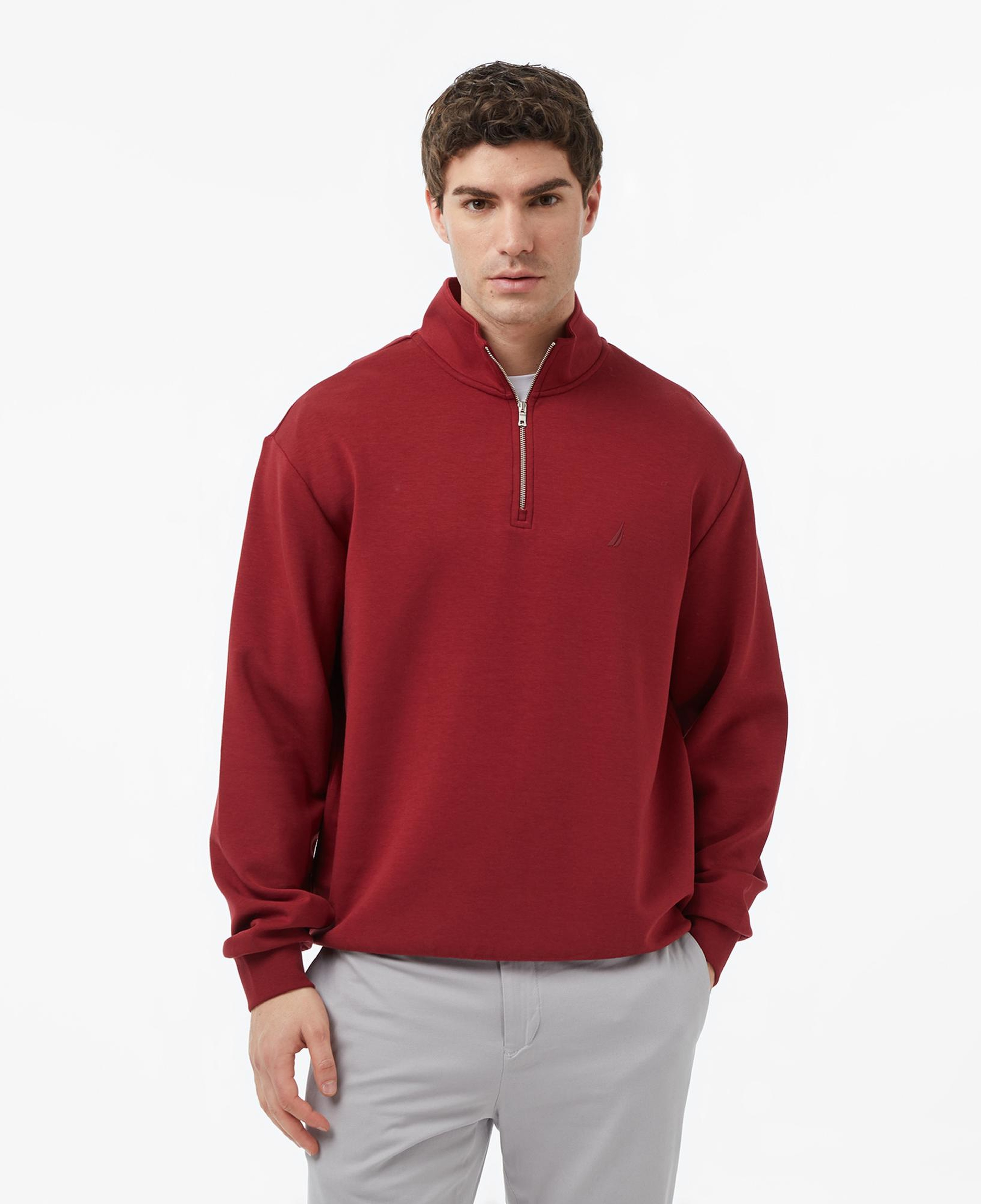 Nautica Erkek Bordo Regular Fit Dik Yaka Sweatshirt