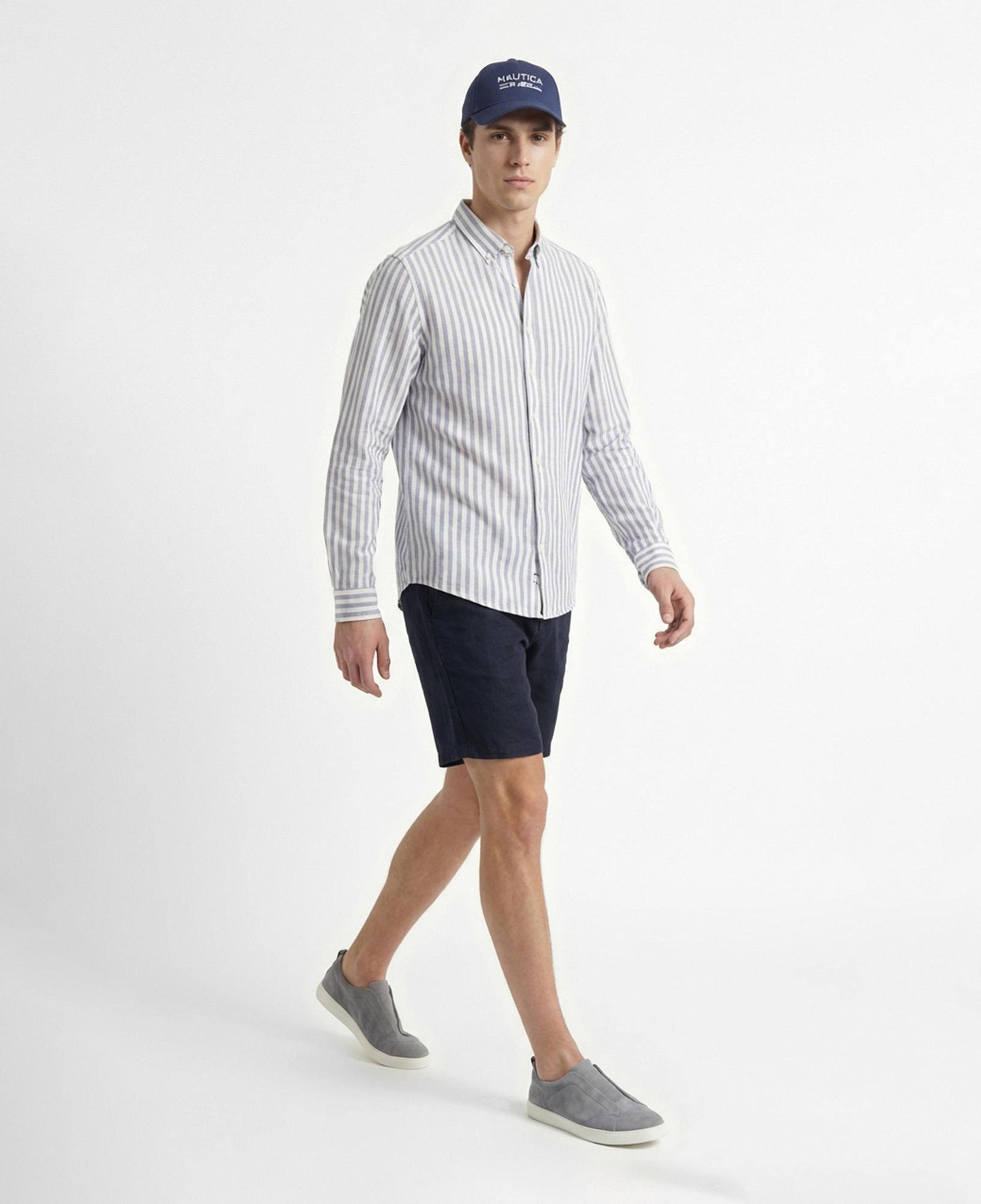 Nautica Erkek Mavi Regular Fit Çizgili Gömlek