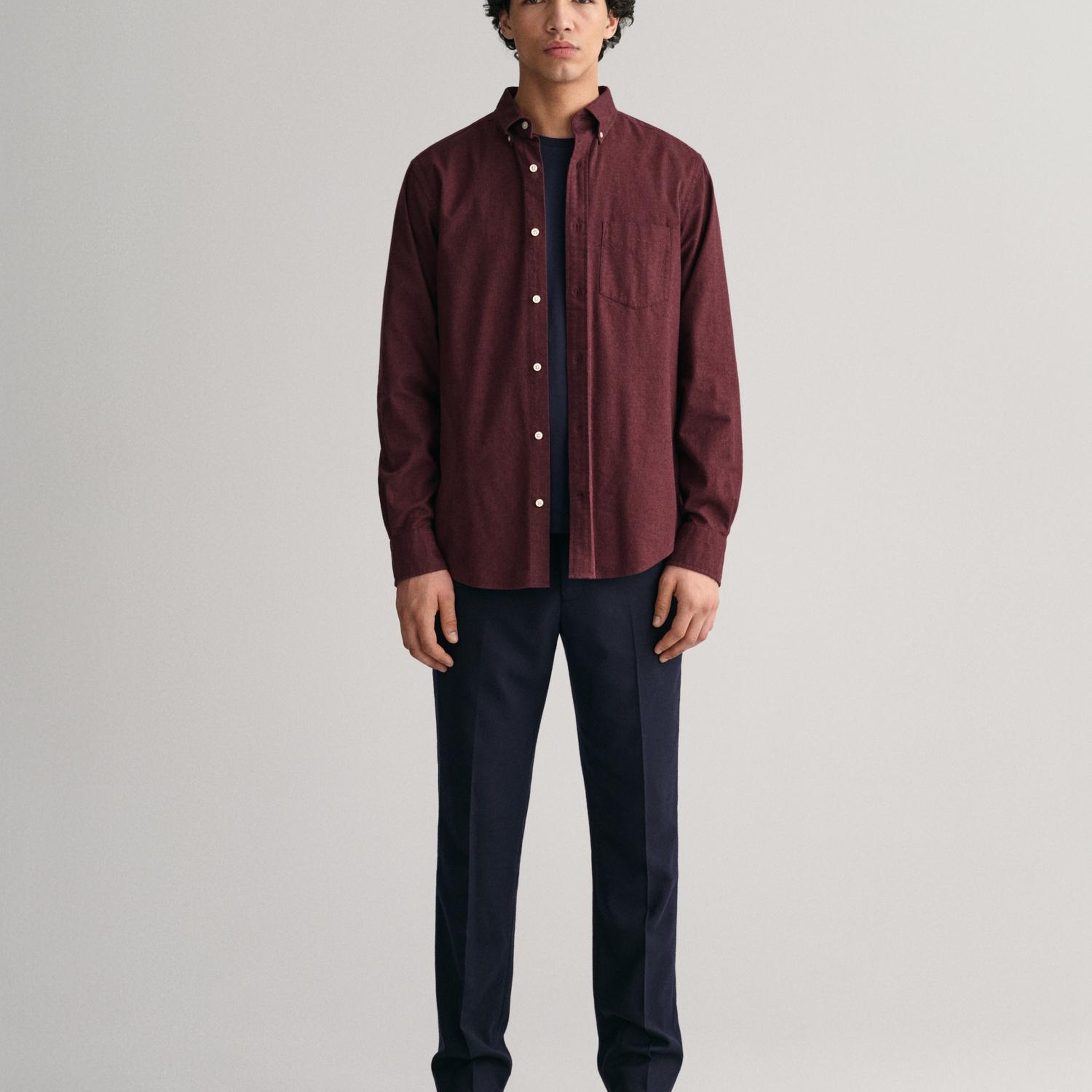 Gant Erkek Bordo Regular Fit Düğmeli Yaka Gömlek