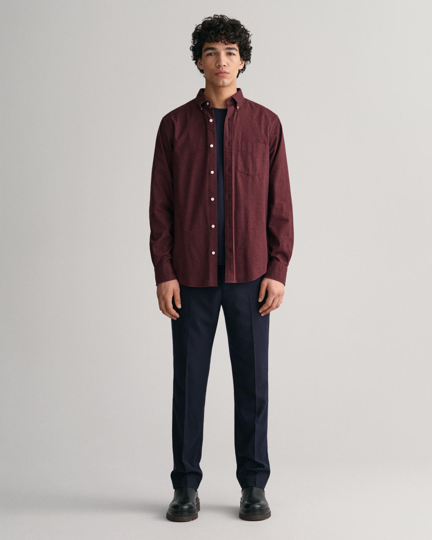 Gant Erkek Bordo Regular Fit Düğmeli Yaka Gömlek