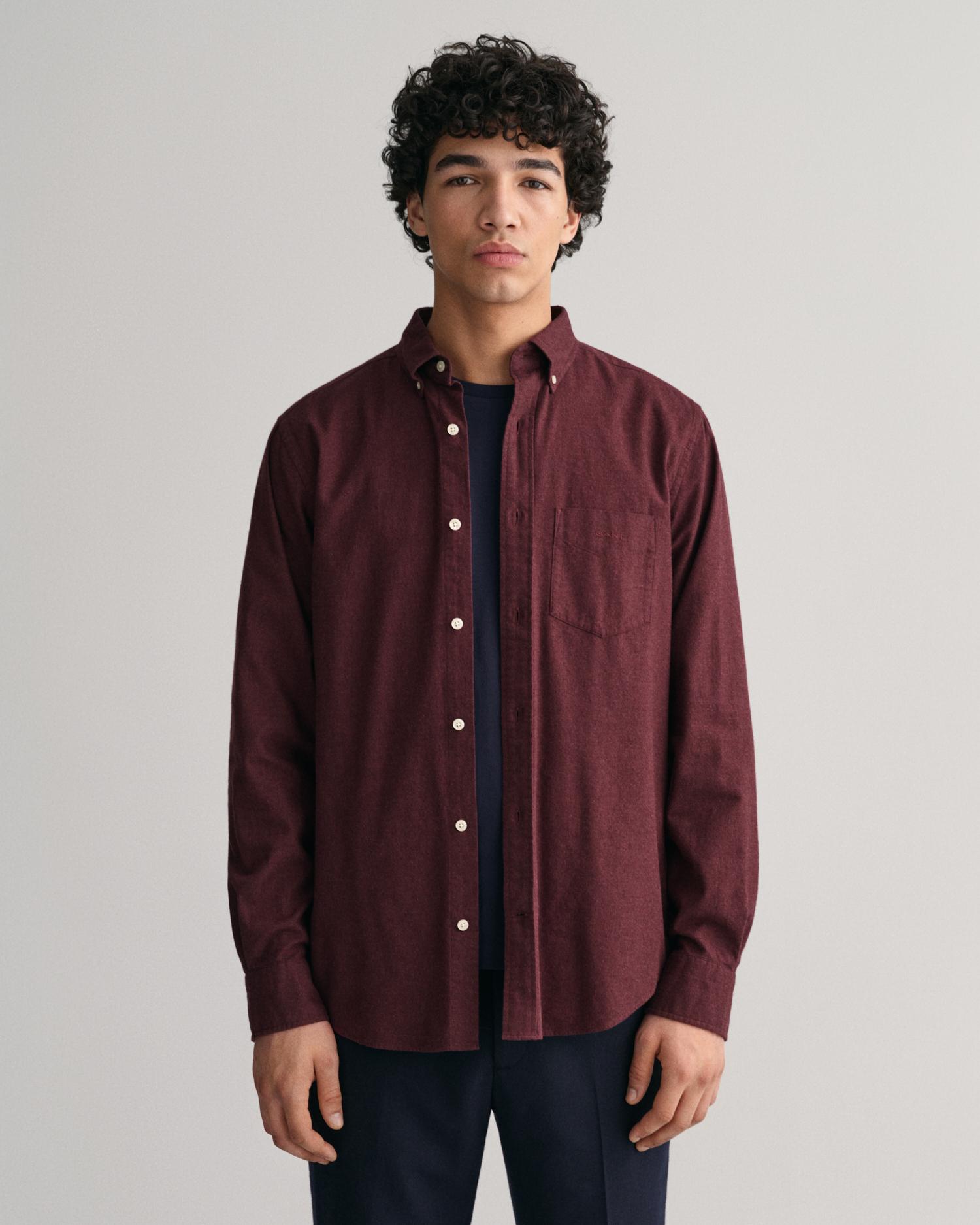 Gant Erkek Bordo Regular Fit Düğmeli Yaka Gömlek