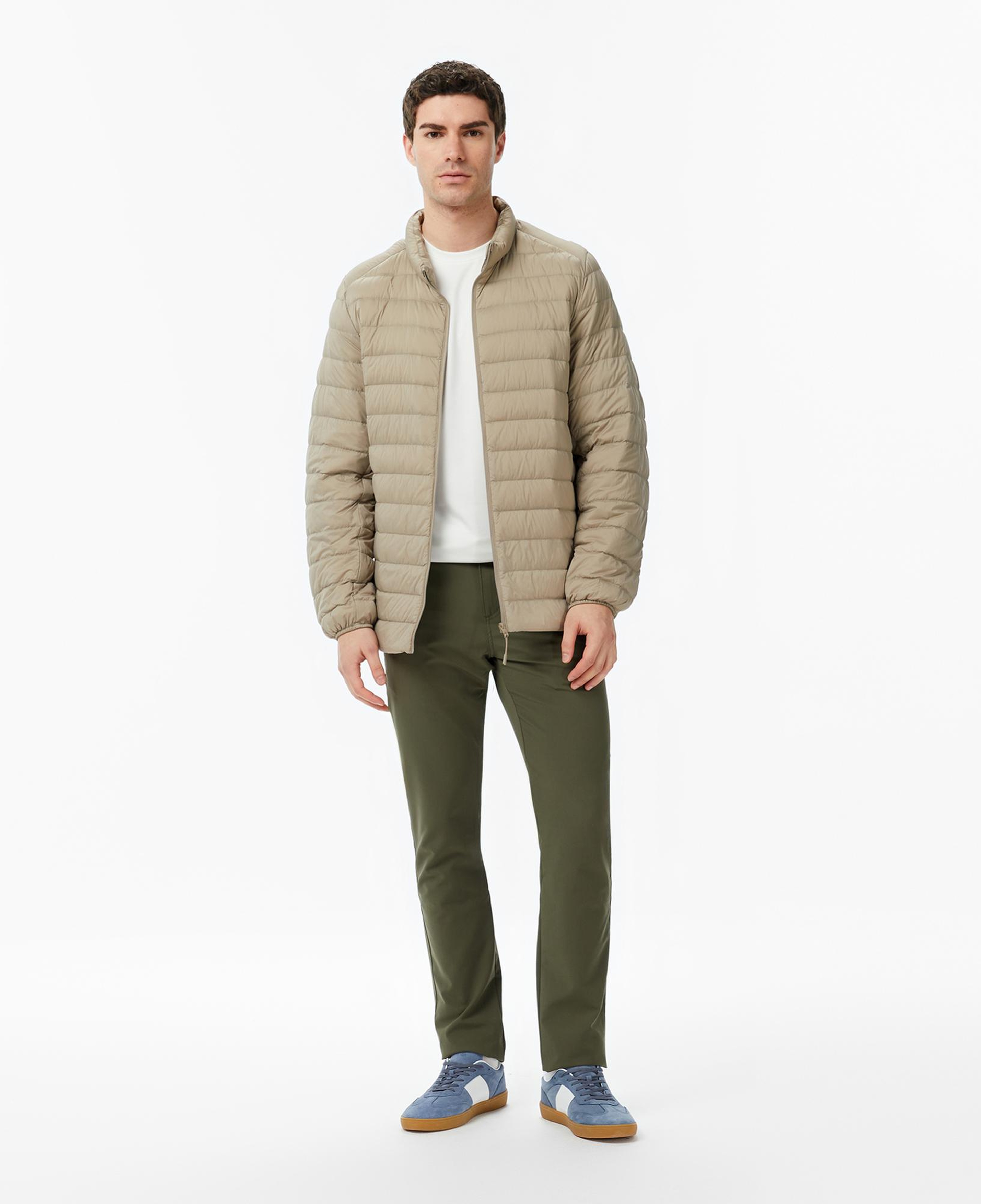 Nautica Erkek Bej Regular Fit Dik Yaka Su İtici Kaz Tüyü Mont