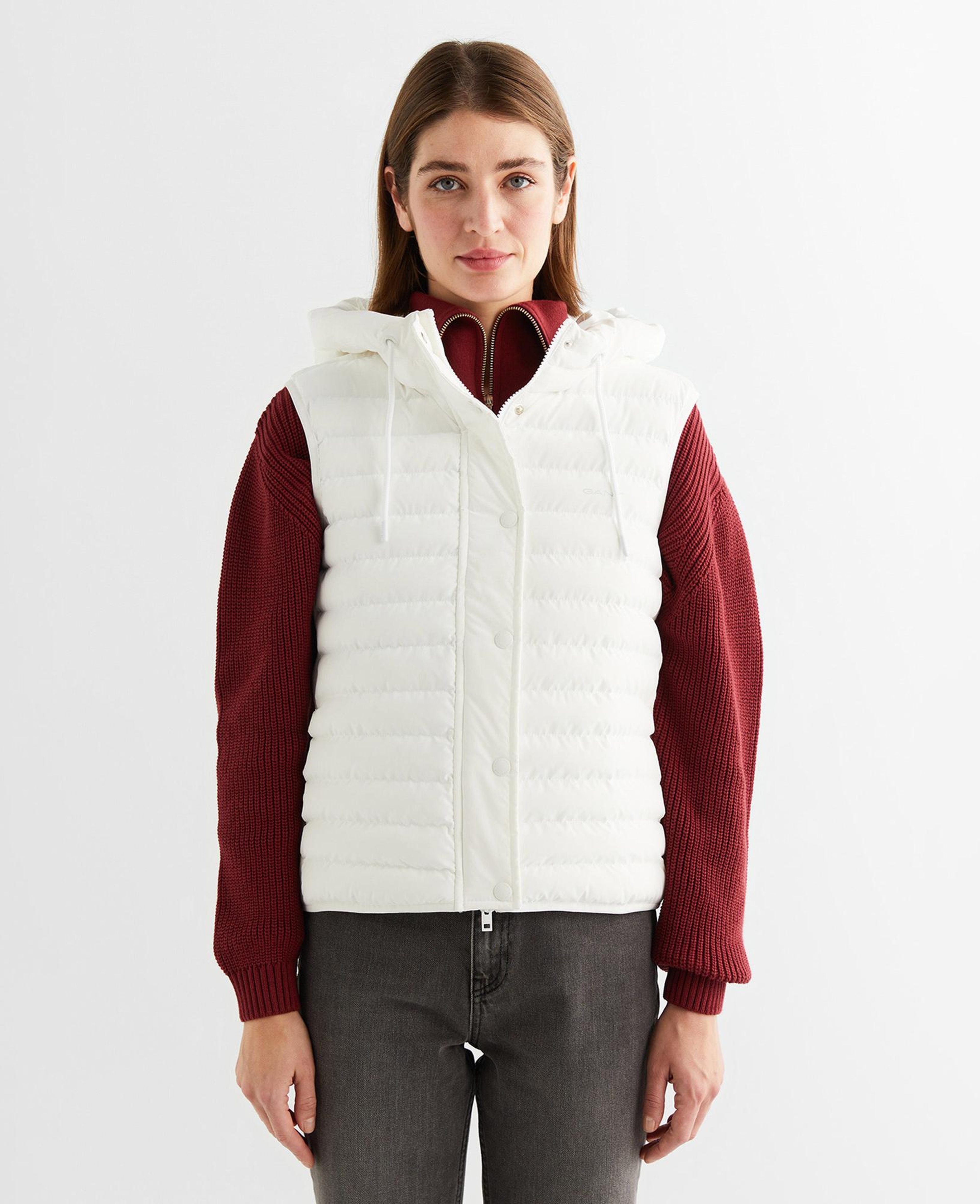 GANT Kadın Krem Kapüşonlu Kapitone Yelek