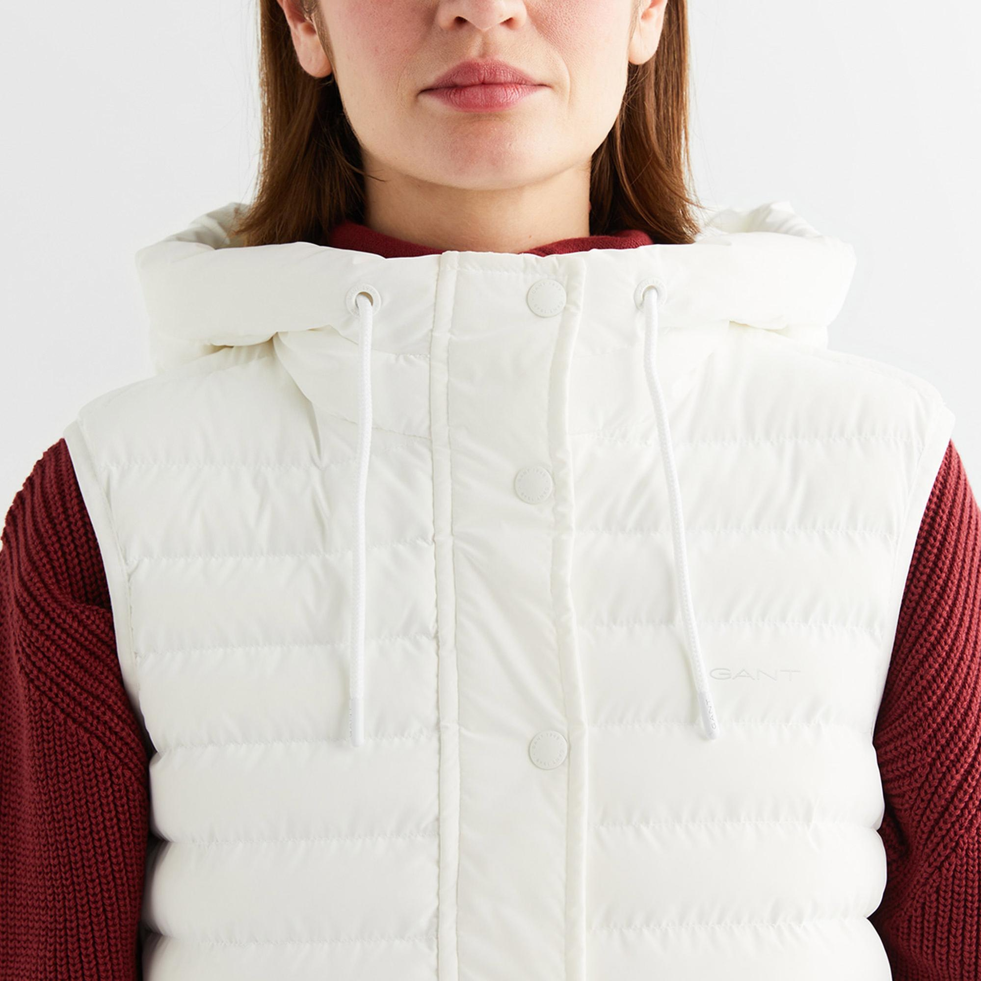 GANT Kadın Krem Kapüşonlu Kapitone Yelek