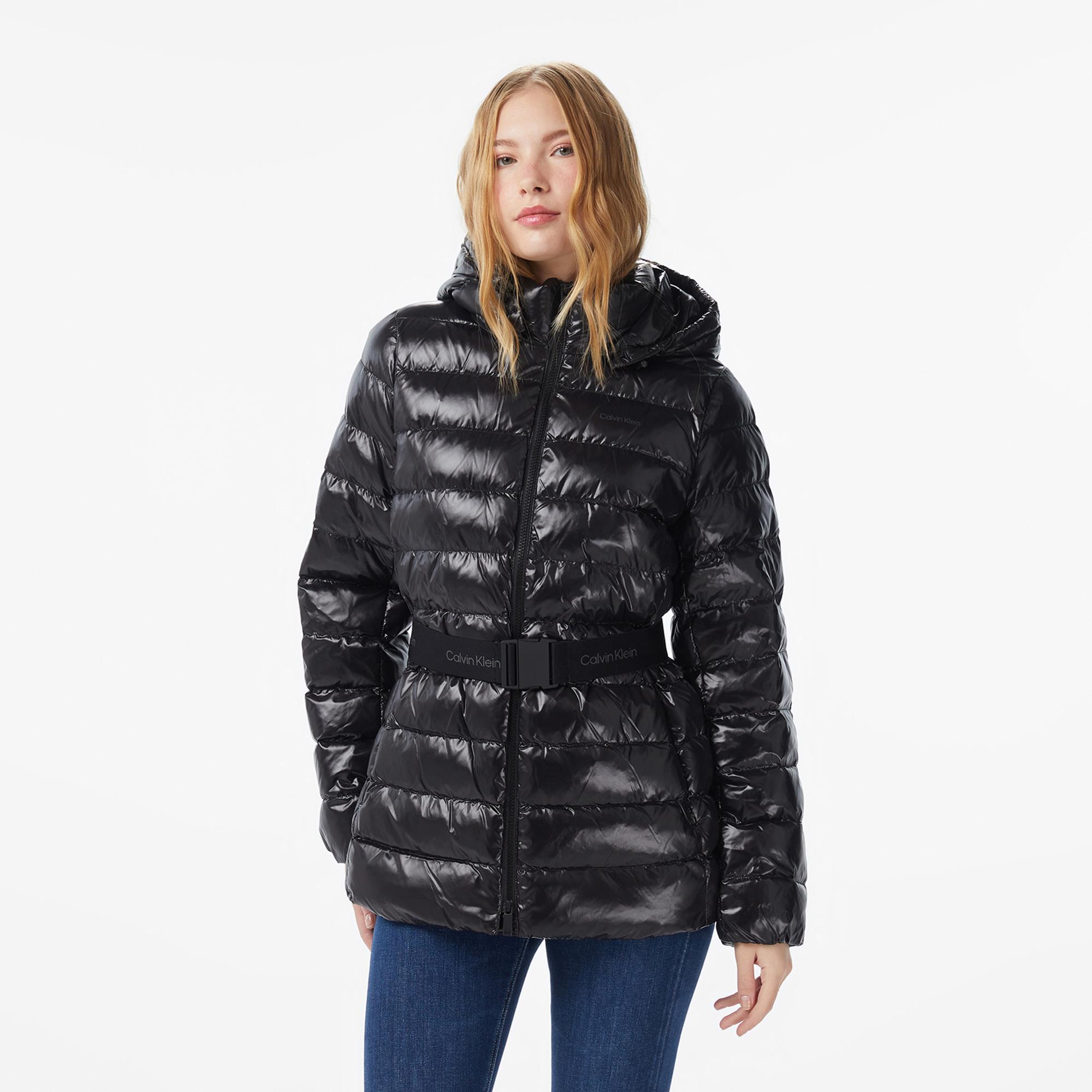 Calvin Klein Belted Lightweight Puffer Kadın Siyah Mont