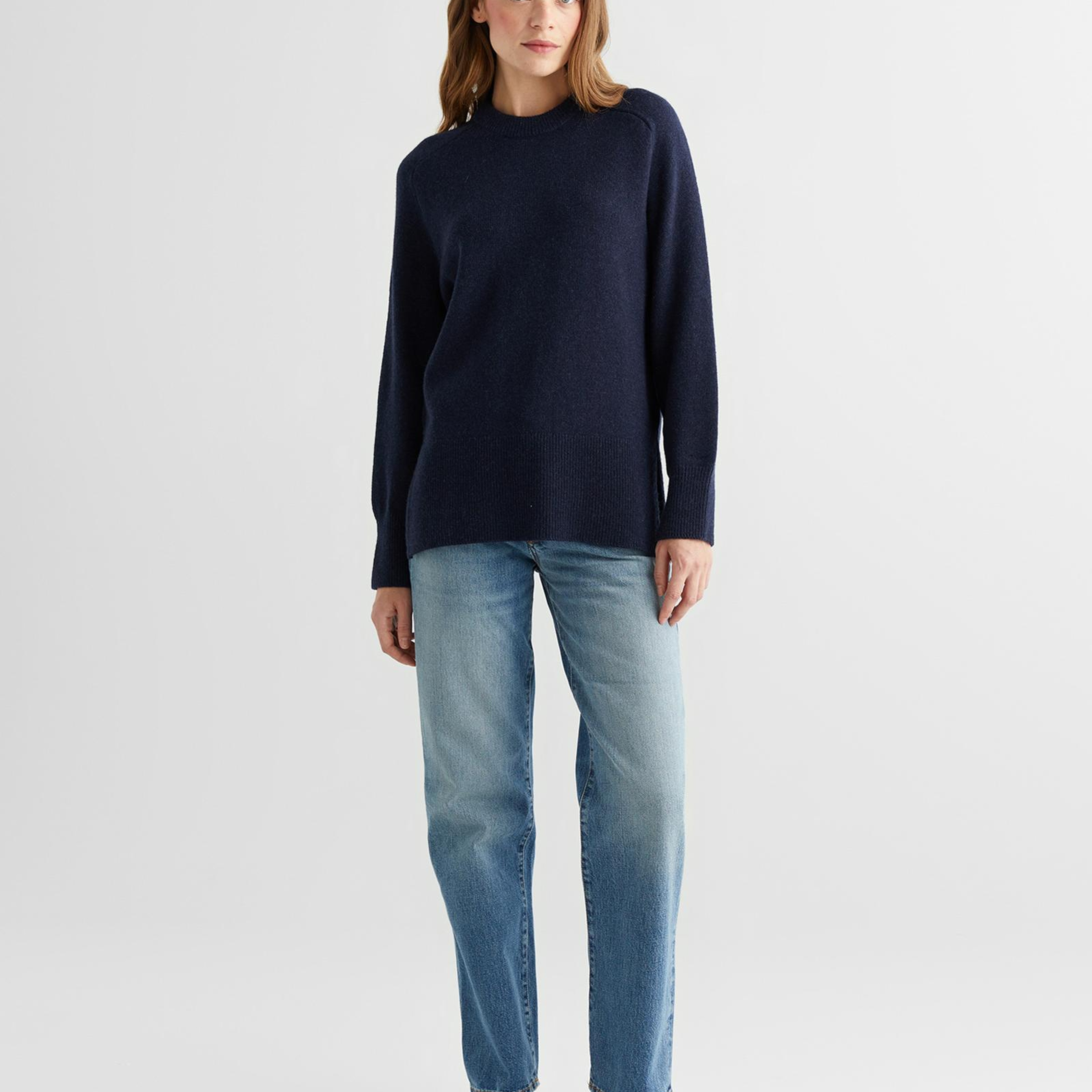 GANT Kadın Lacivert Relaxed Fit Bisiklet Yaka Kazak