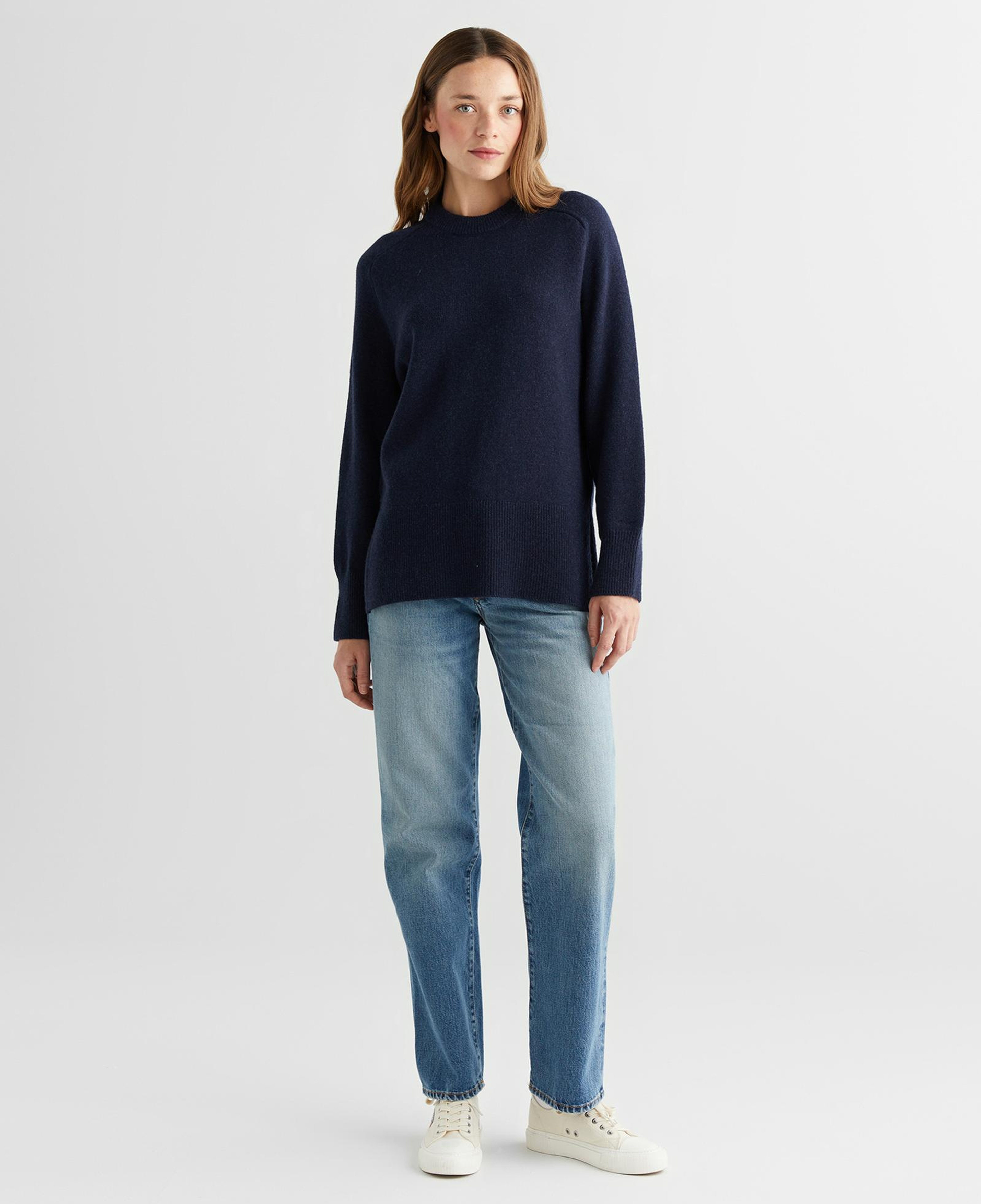 GANT Kadın Lacivert Relaxed Fit Bisiklet Yaka Kazak