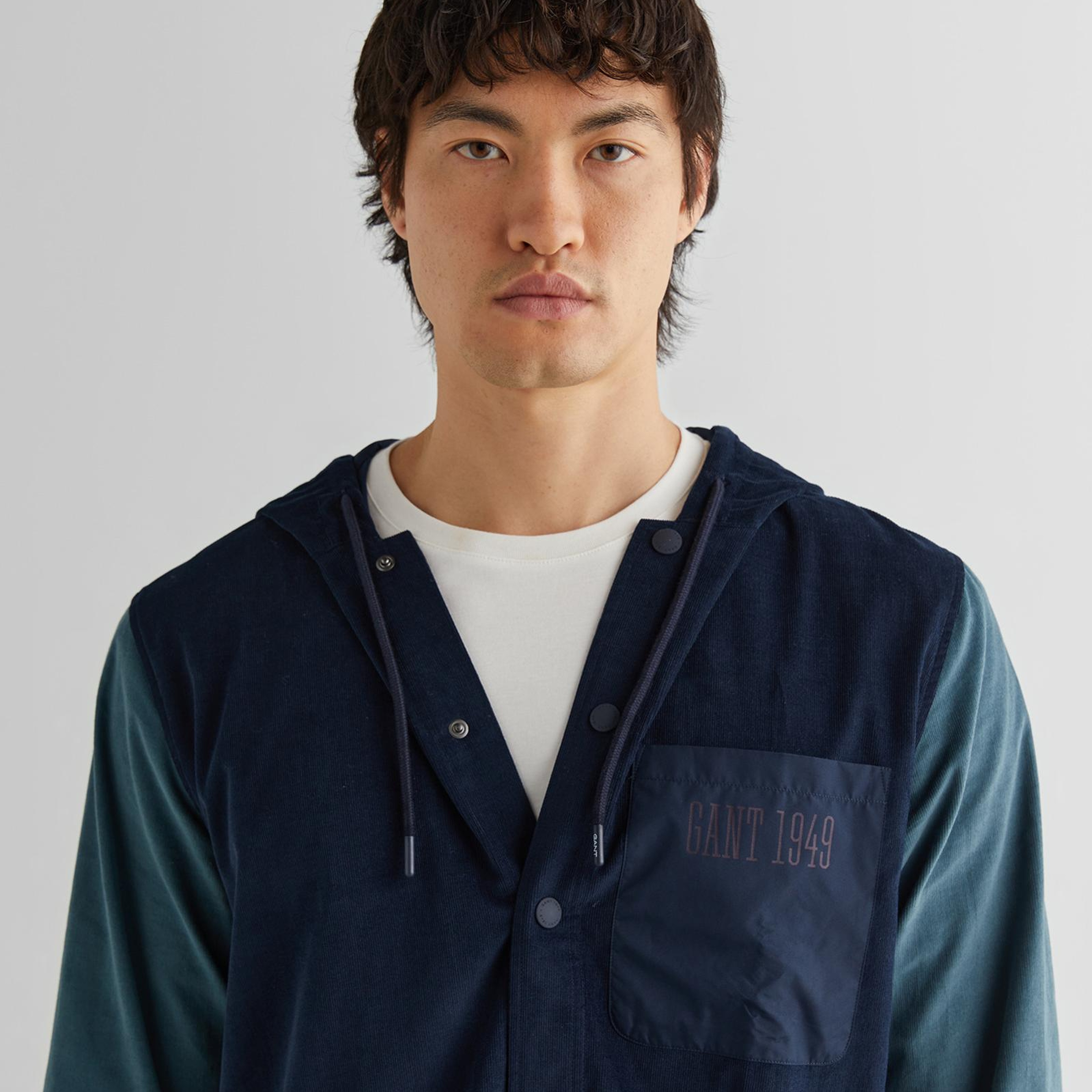 GANT Erkek Lacivert Oversize Fit Kapüşonlu Logolu Gömlek