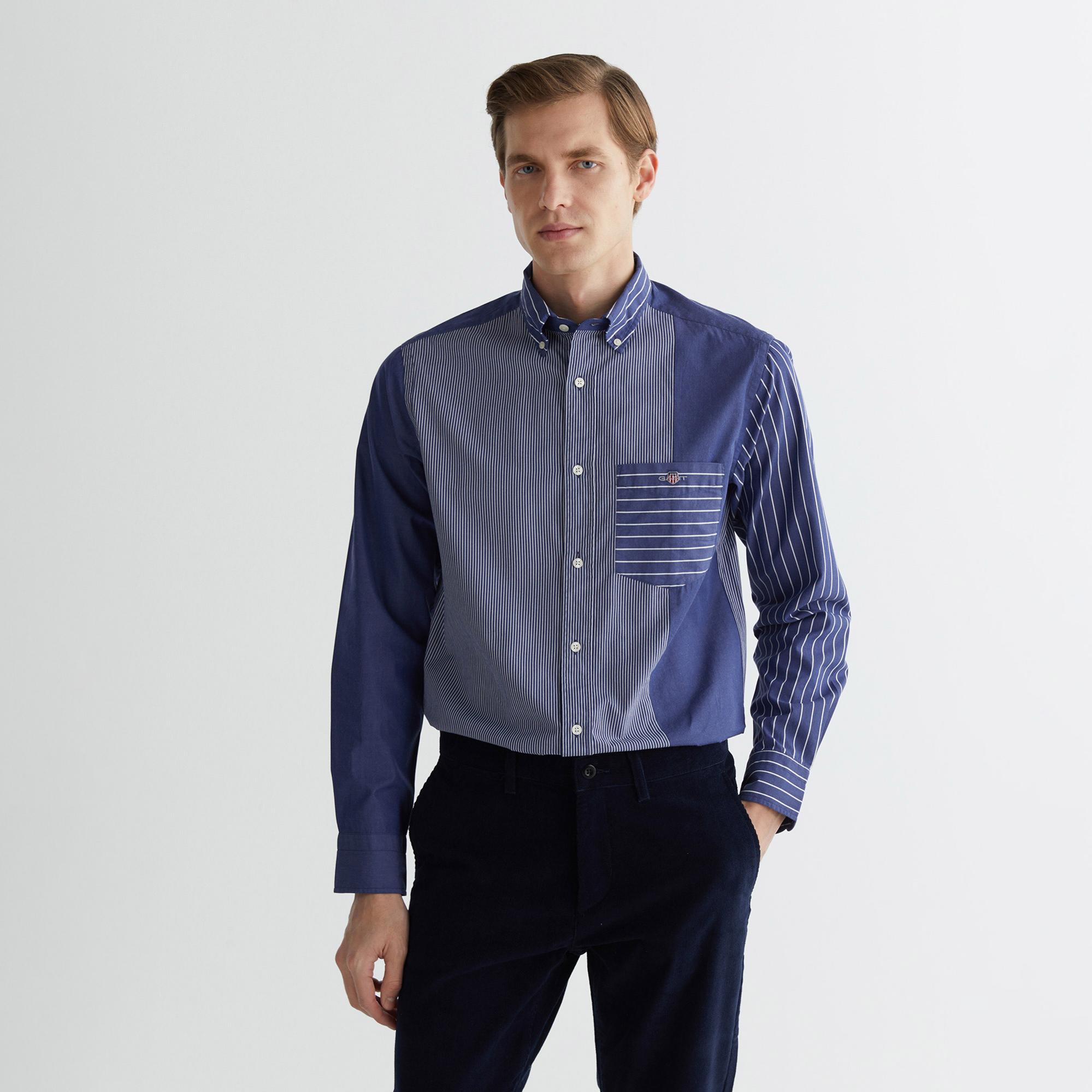 GANT Erkek Lacivert Regular Fit Çizgili Gömlek