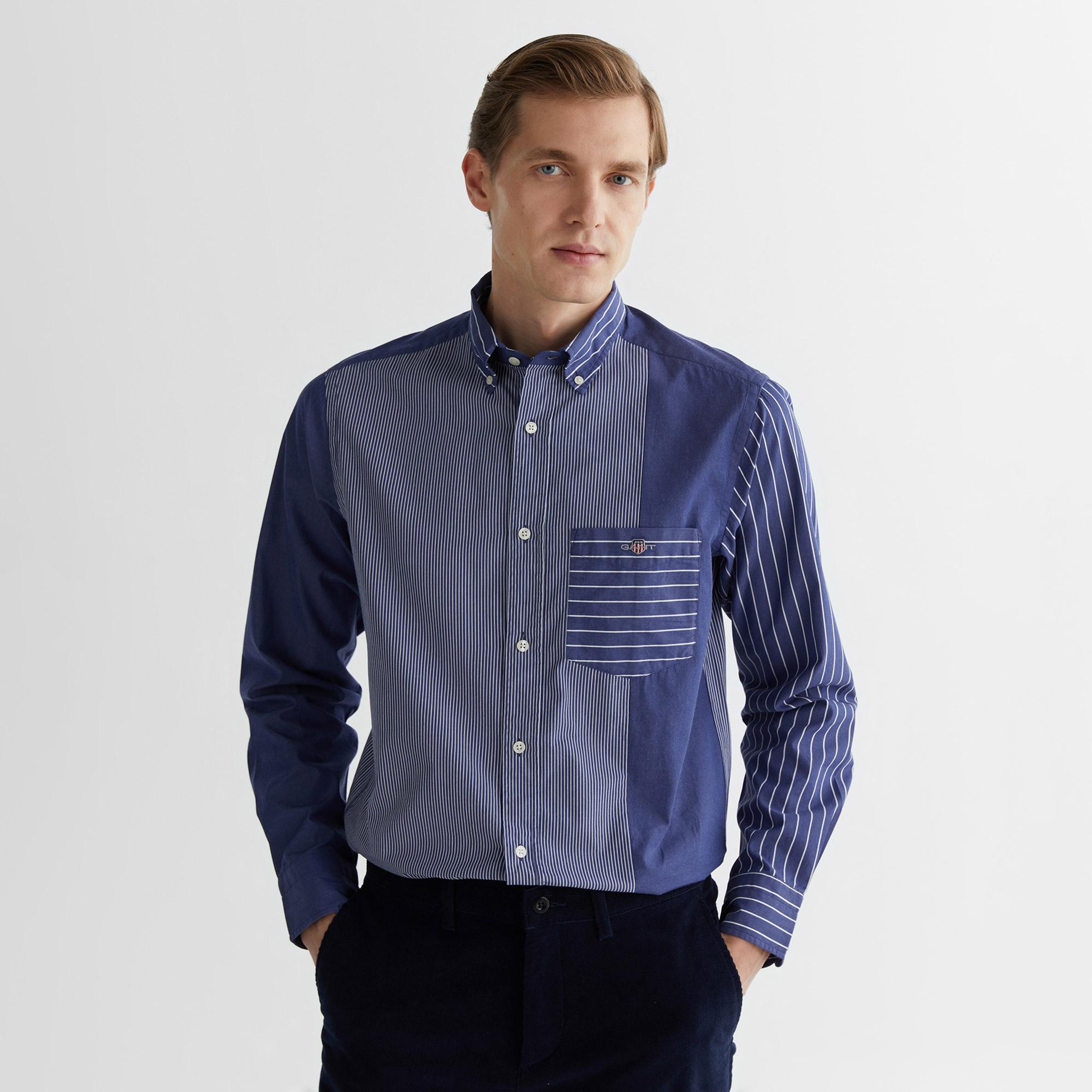GANT Erkek Lacivert Regular Fit Çizgili Gömlek