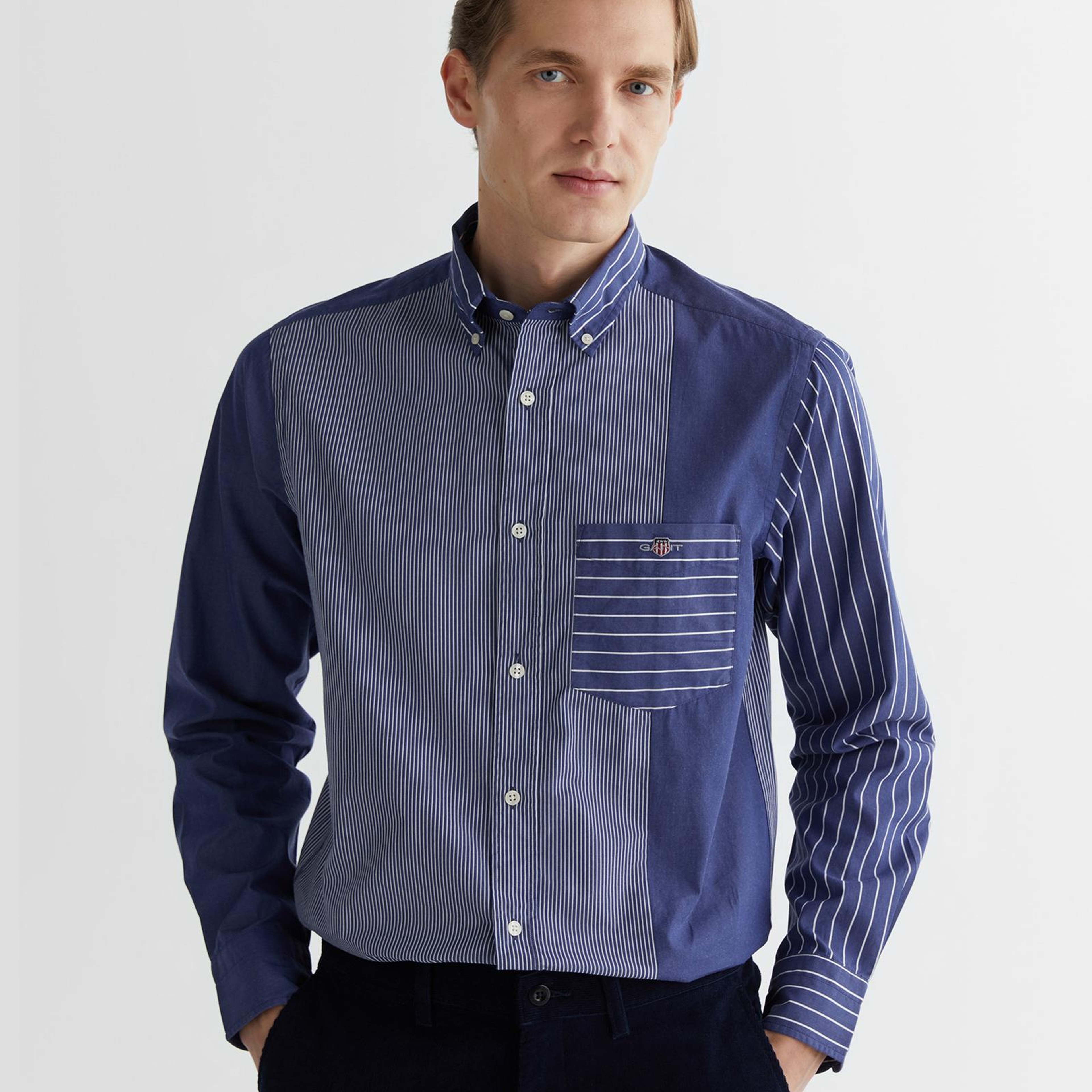 GANT Erkek Lacivert Regular Fit Çizgili Gömlek