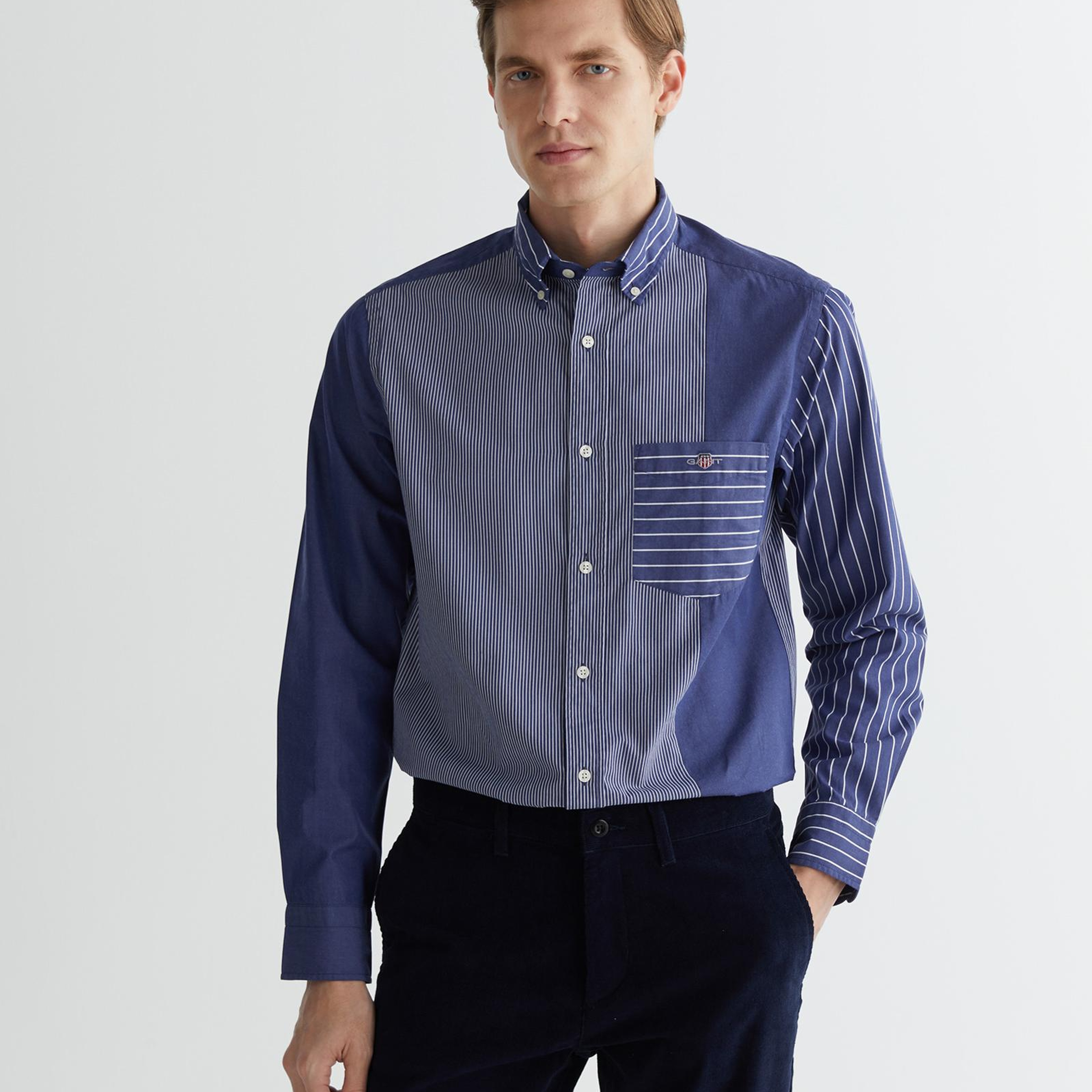 GANT Erkek Lacivert Regular Fit Çizgili Gömlek
