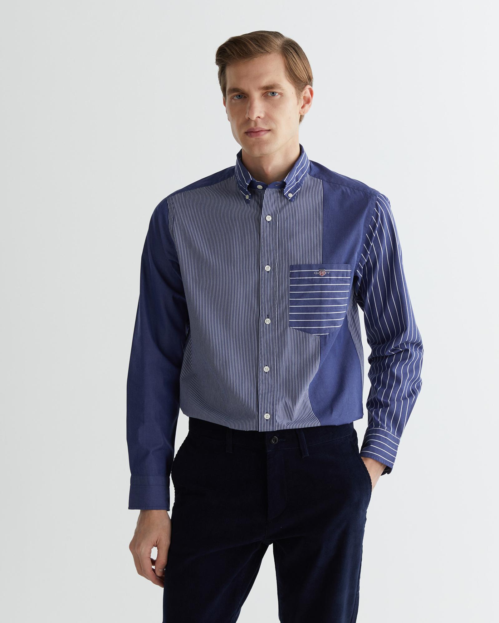 GANT Erkek Lacivert Regular Fit Çizgili Gömlek