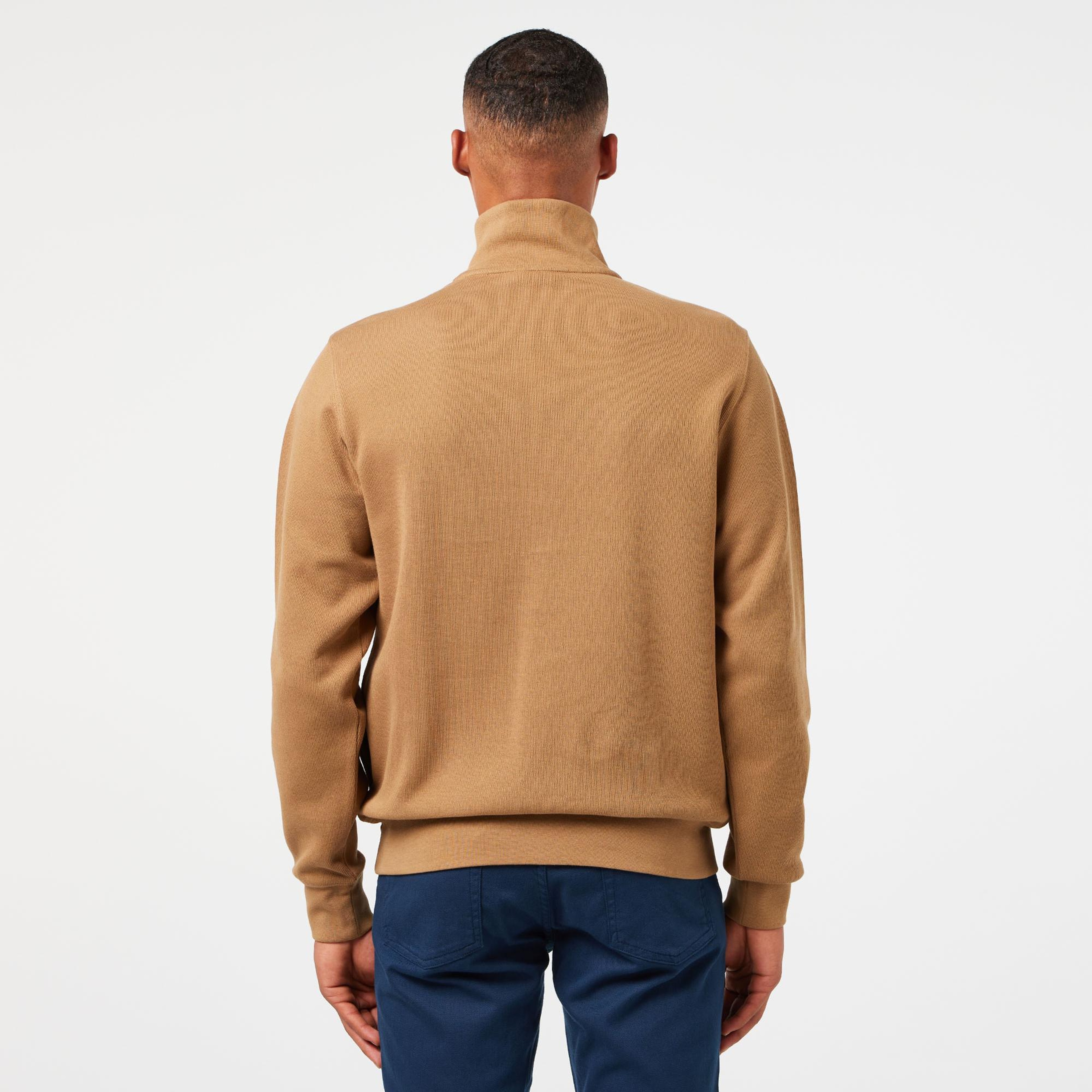 Lacoste Erkek Classic Fit Yarım Fermuarlı Kahverengi Sweatshirt
