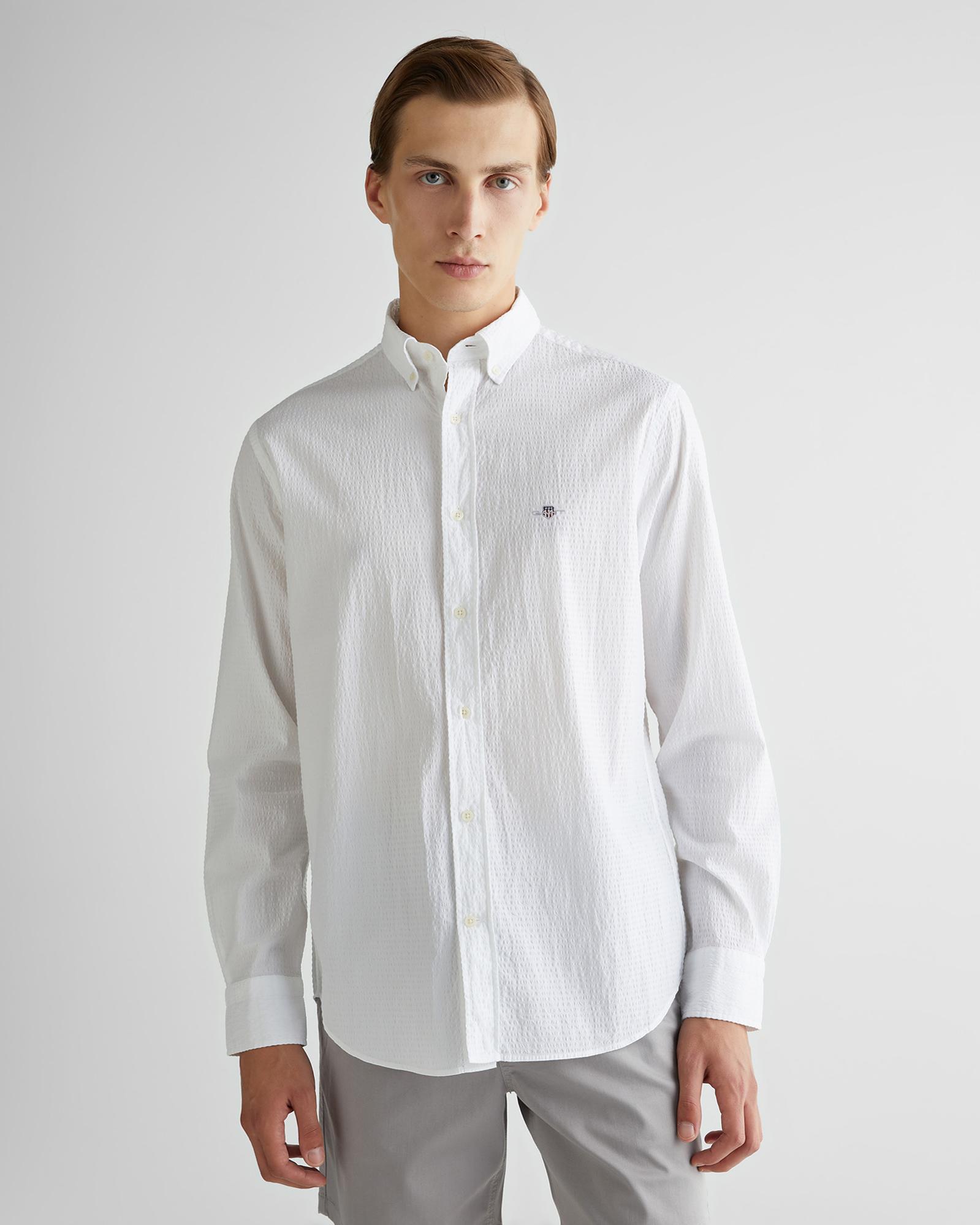 GANT Erkek Beyaz Regular Fit Düğmeli Yaka Gömlek