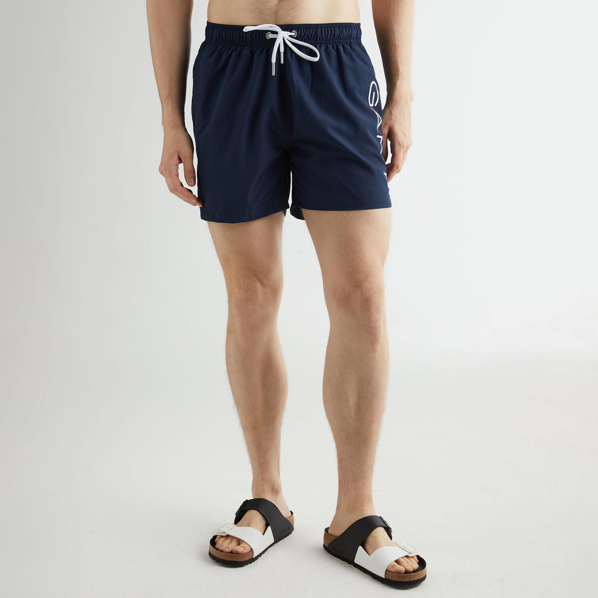 GANT Erkek Lacivert Regular Fit Logolu Mayo Şort