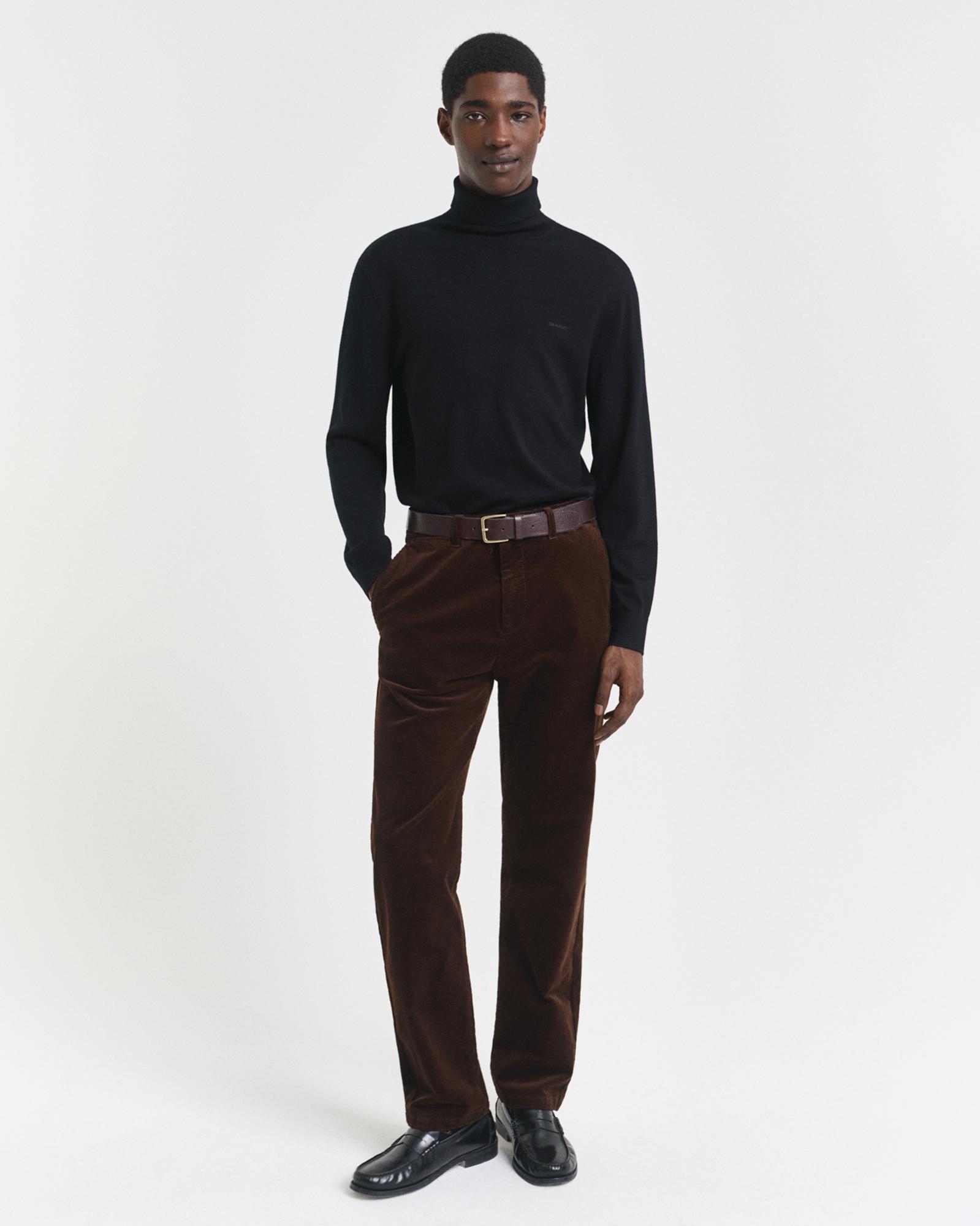 GANT Erkek Kahverengi Regular Fit Cord Chino Pantolon