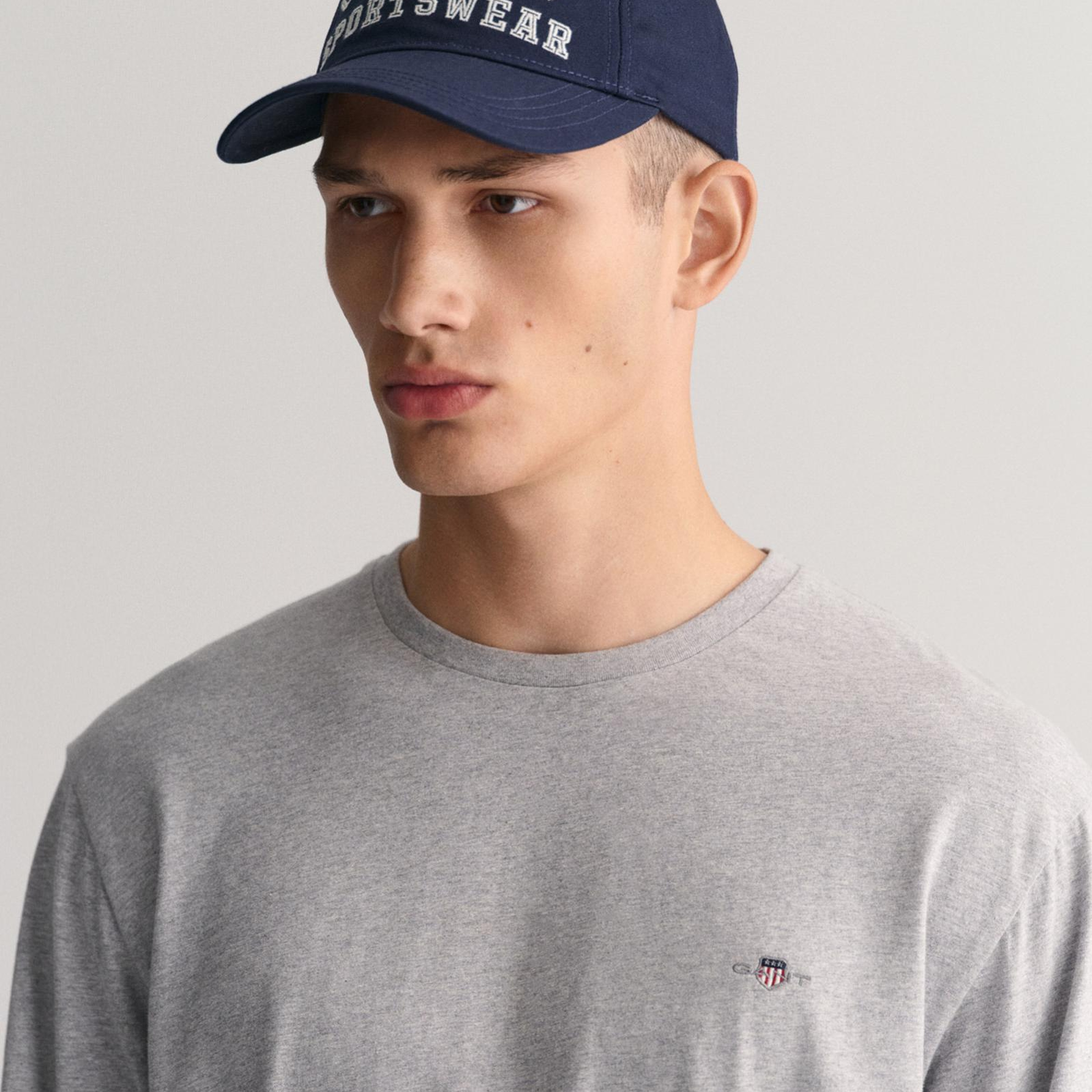 GANT Erkek Gri Regular Fit Bisiklet Yaka Uzun Kollu T-Shirt