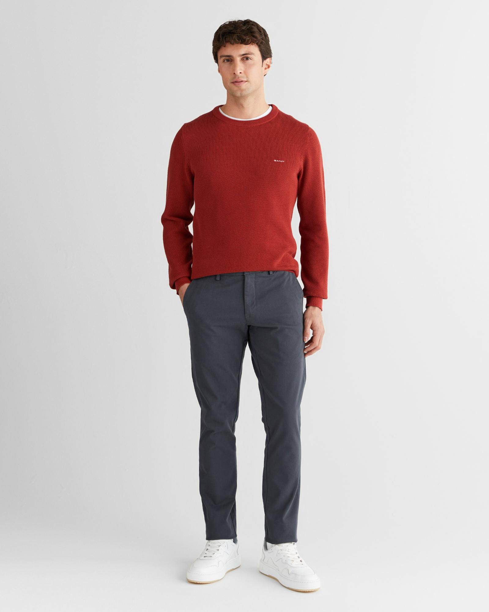 GANT Erkek Kırmızı Regular Fit Bisiklet Yaka Triko