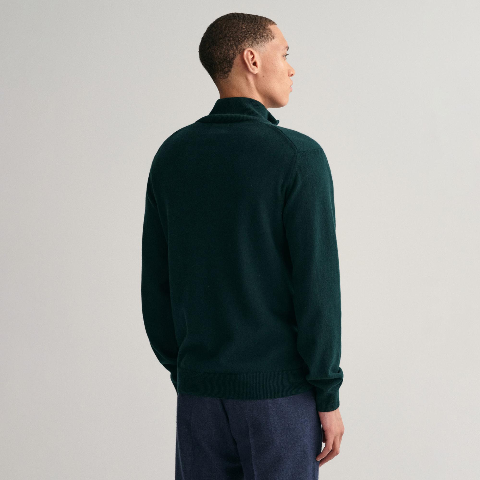 GANT Erkek Yeşil Regular Fit Yarım Fermuarlı Yün Kazak
