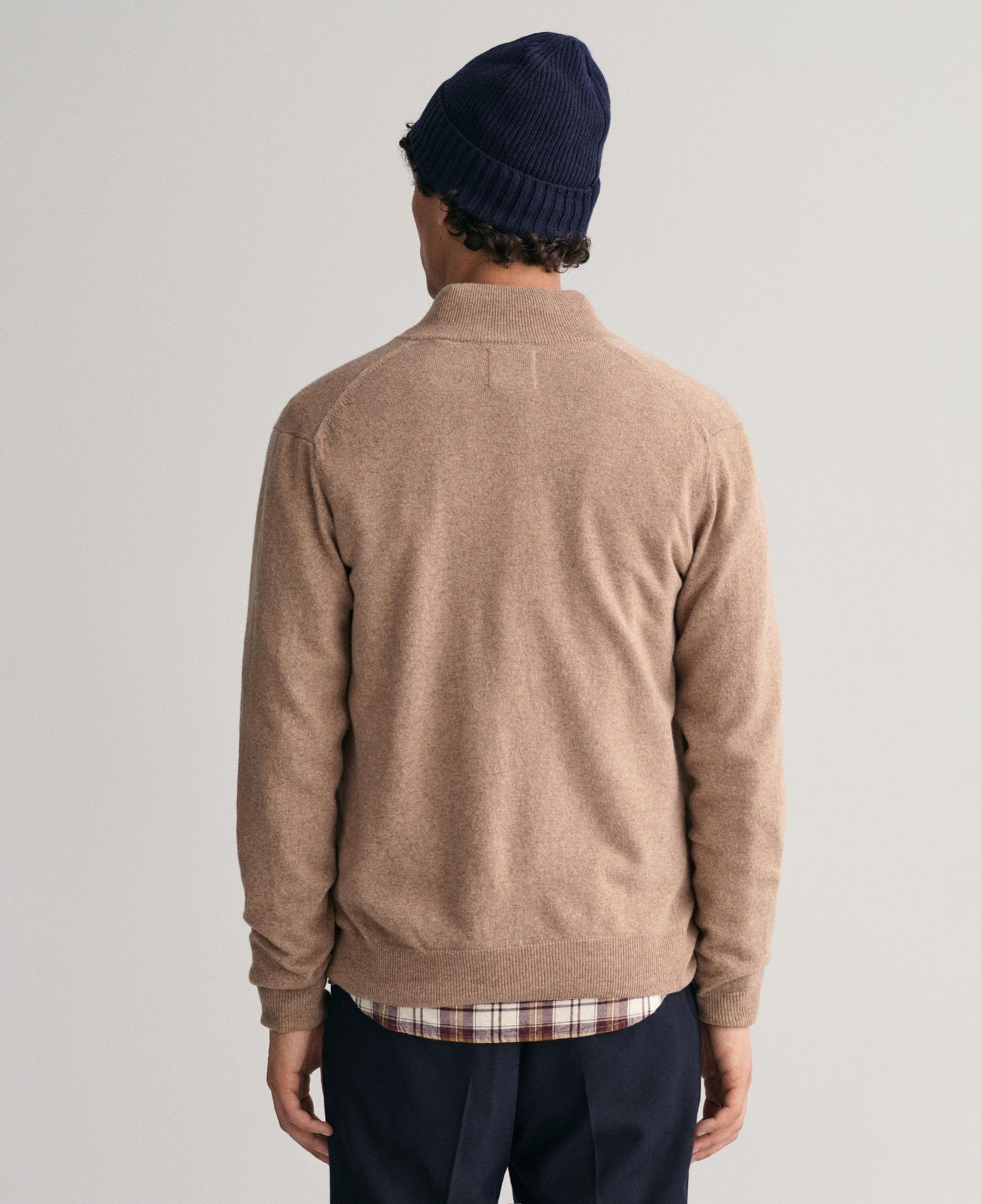 GANT Erkek Bej Regular Fit Fermuarlı Yün Hırka