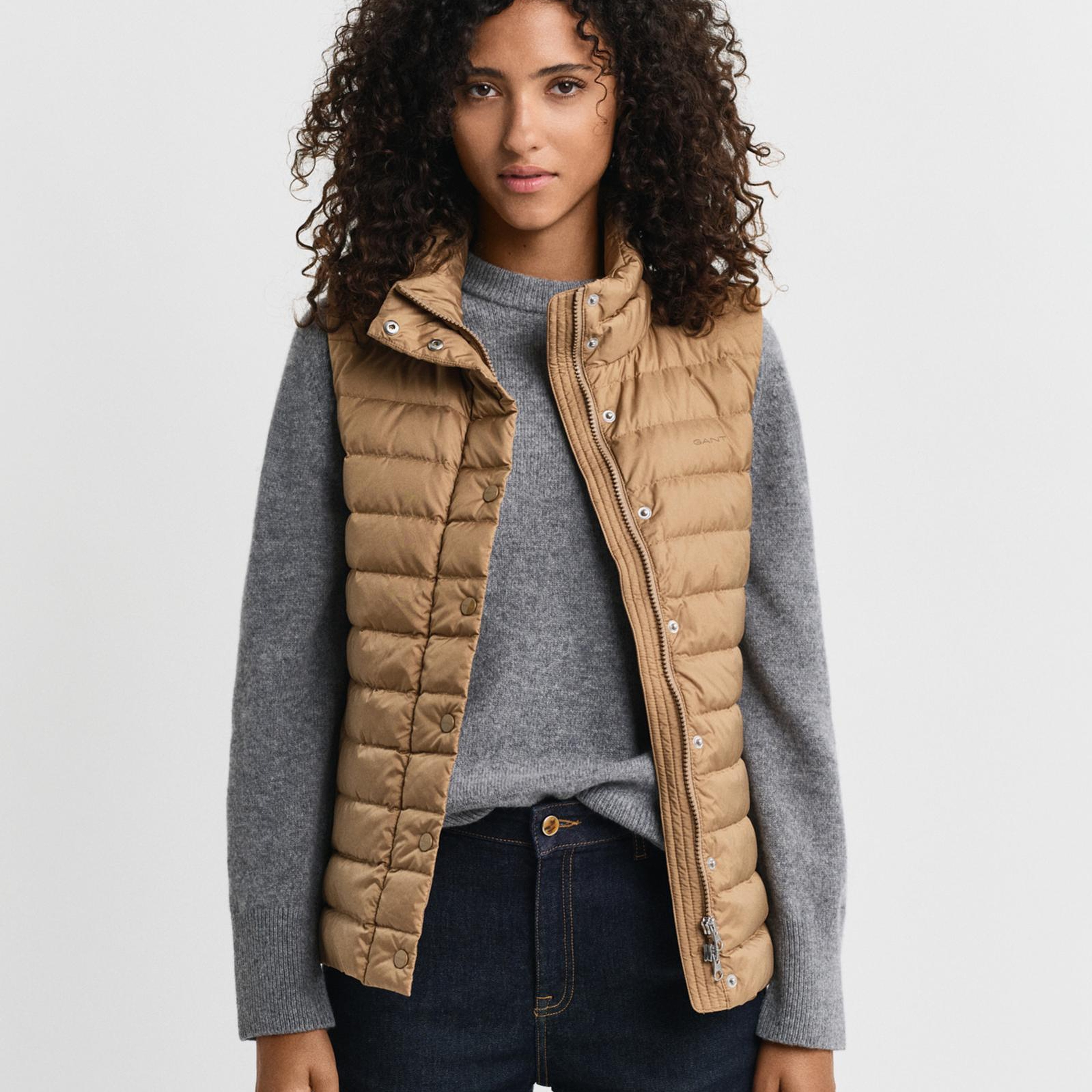 GANT Kadın Kaverengi Regular Fit Dik Yaka Kaz Tüyü Yelek