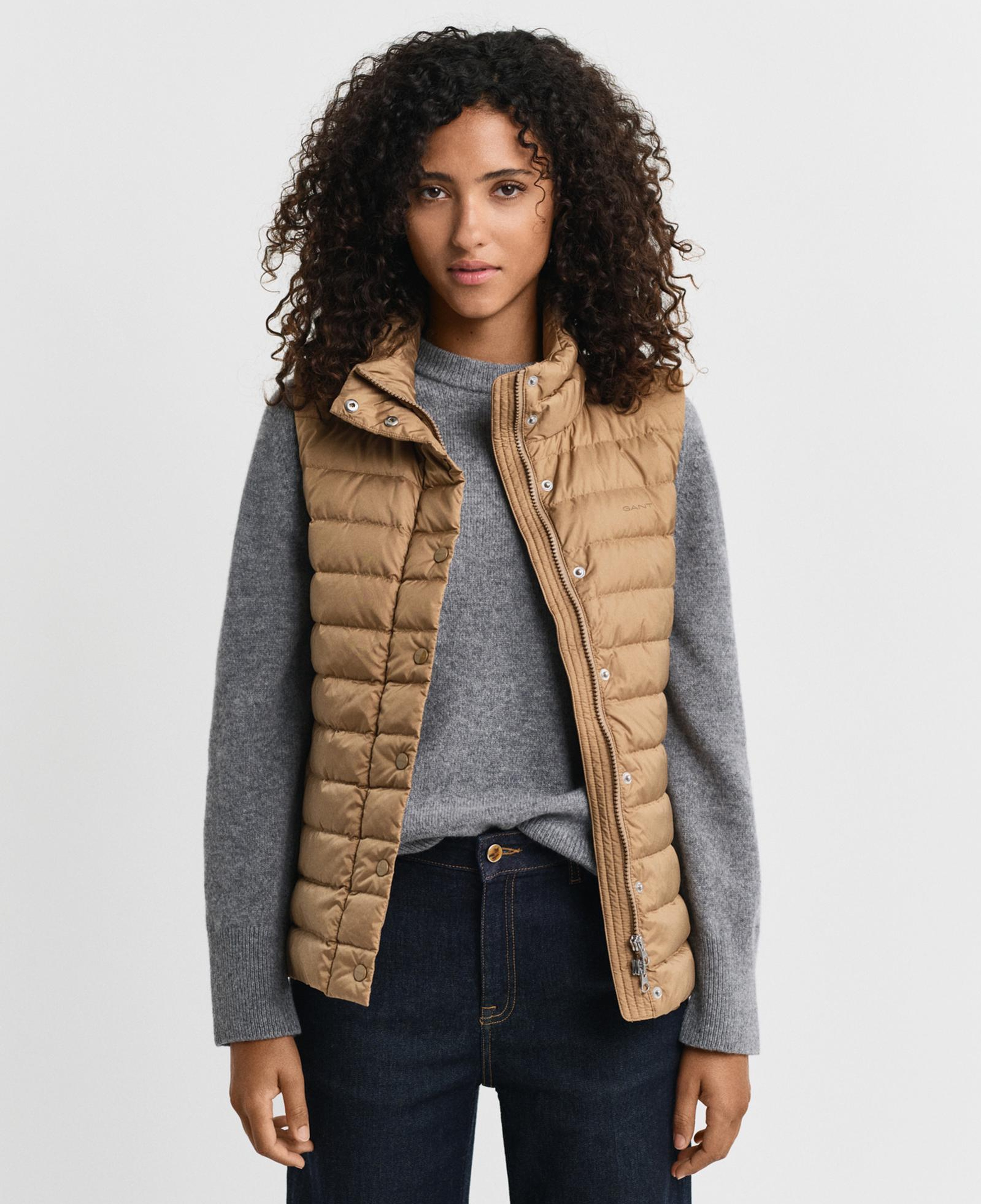 GANT Kadın Kaverengi Regular Fit Dik Yaka Kaz Tüyü Yelek