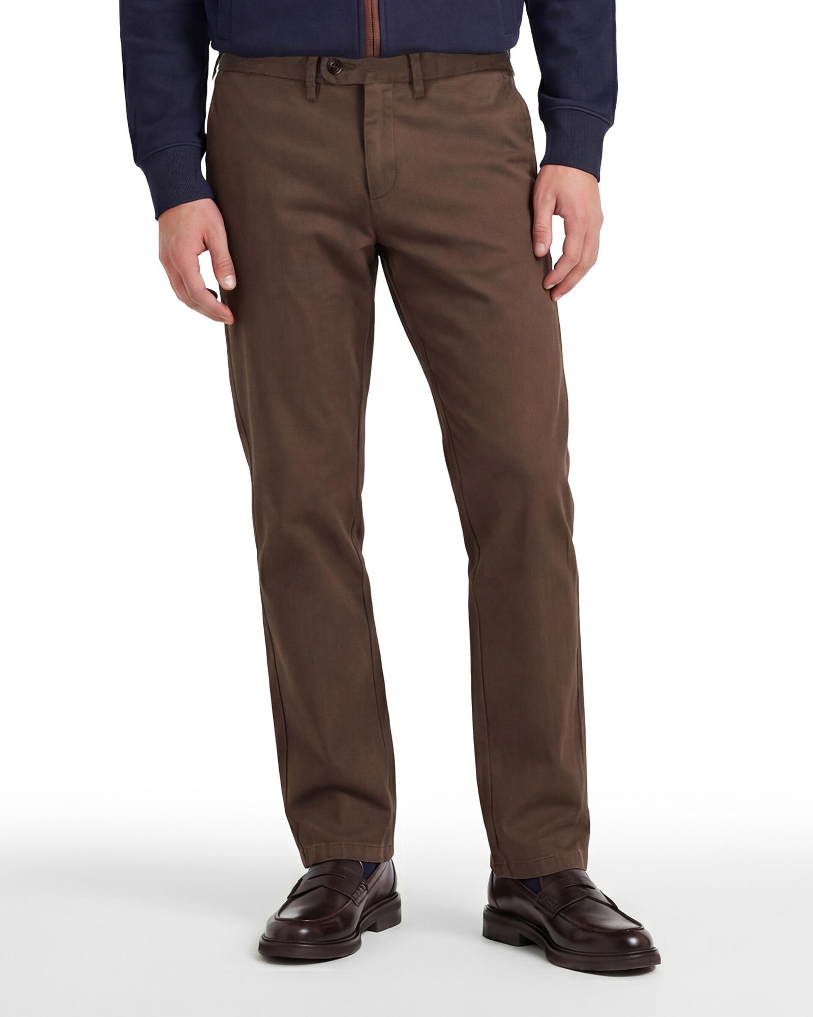GANT Erkek Kahverengi Slim Fit Casual Herringbone Pantolon